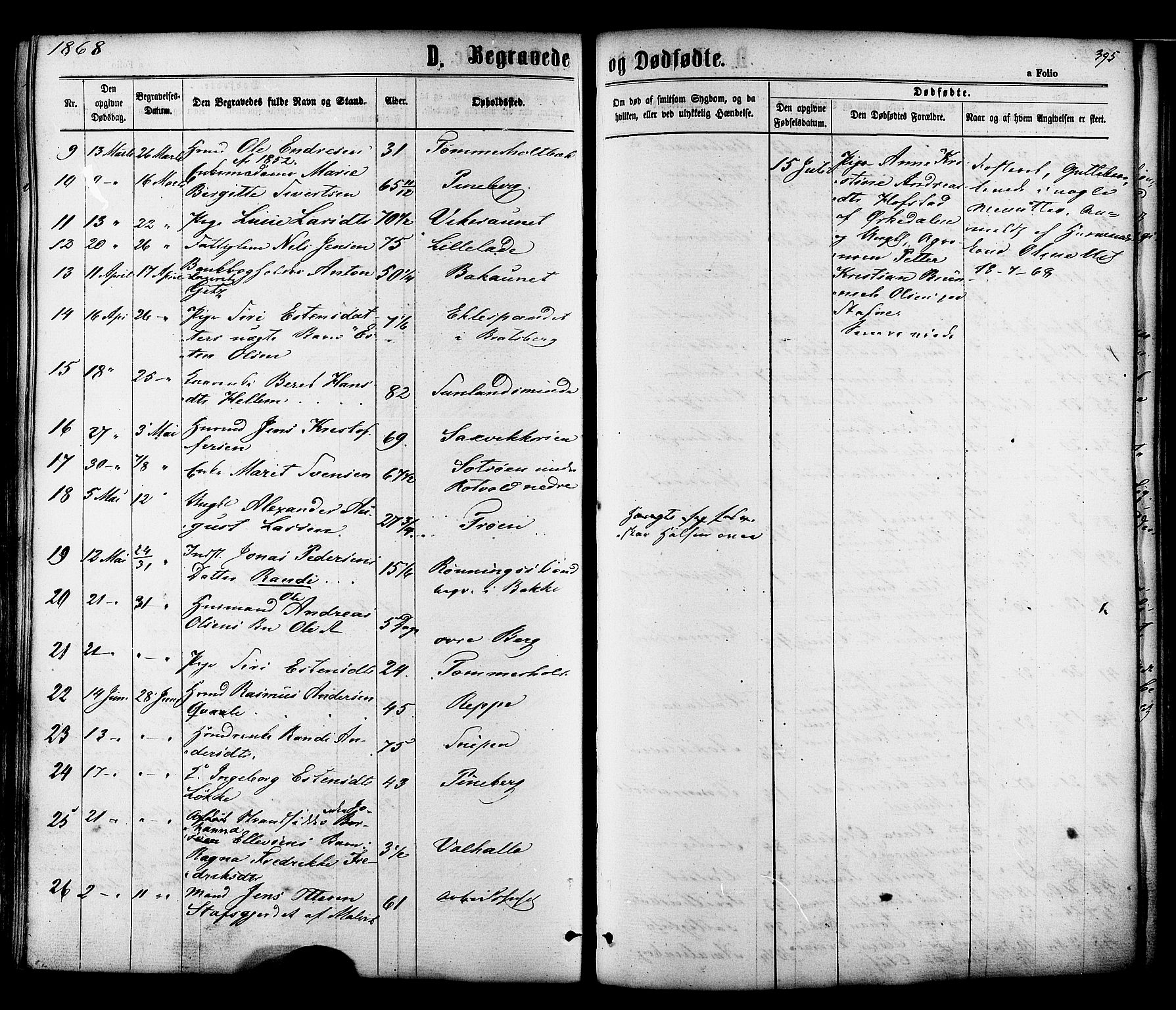Ministerialprotokoller, klokkerbøker og fødselsregistre - Sør-Trøndelag, SAT/A-1456/606/L0293: Ministerialbok nr. 606A08, 1866-1877, s. 395