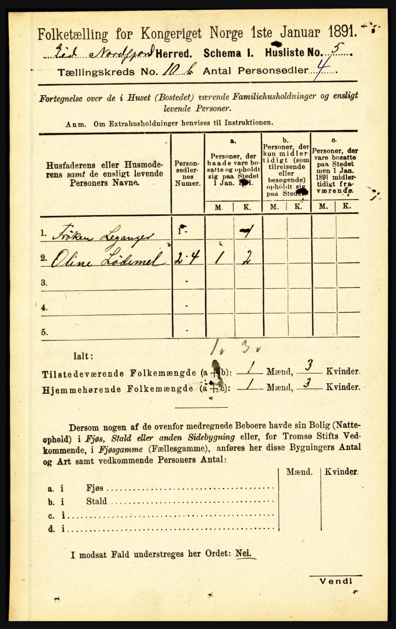 RA, Folketelling 1891 for 1443 Eid herred, 1891, s. 3301