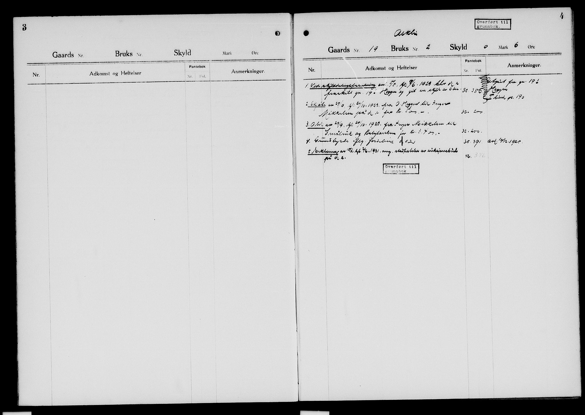 Nord-Hedmark sorenskriveri, SAH/TING-012/H/Ha/Had/Hada/L0003: Panteregister nr. 4.1b, 1921-1940, s. 3-4