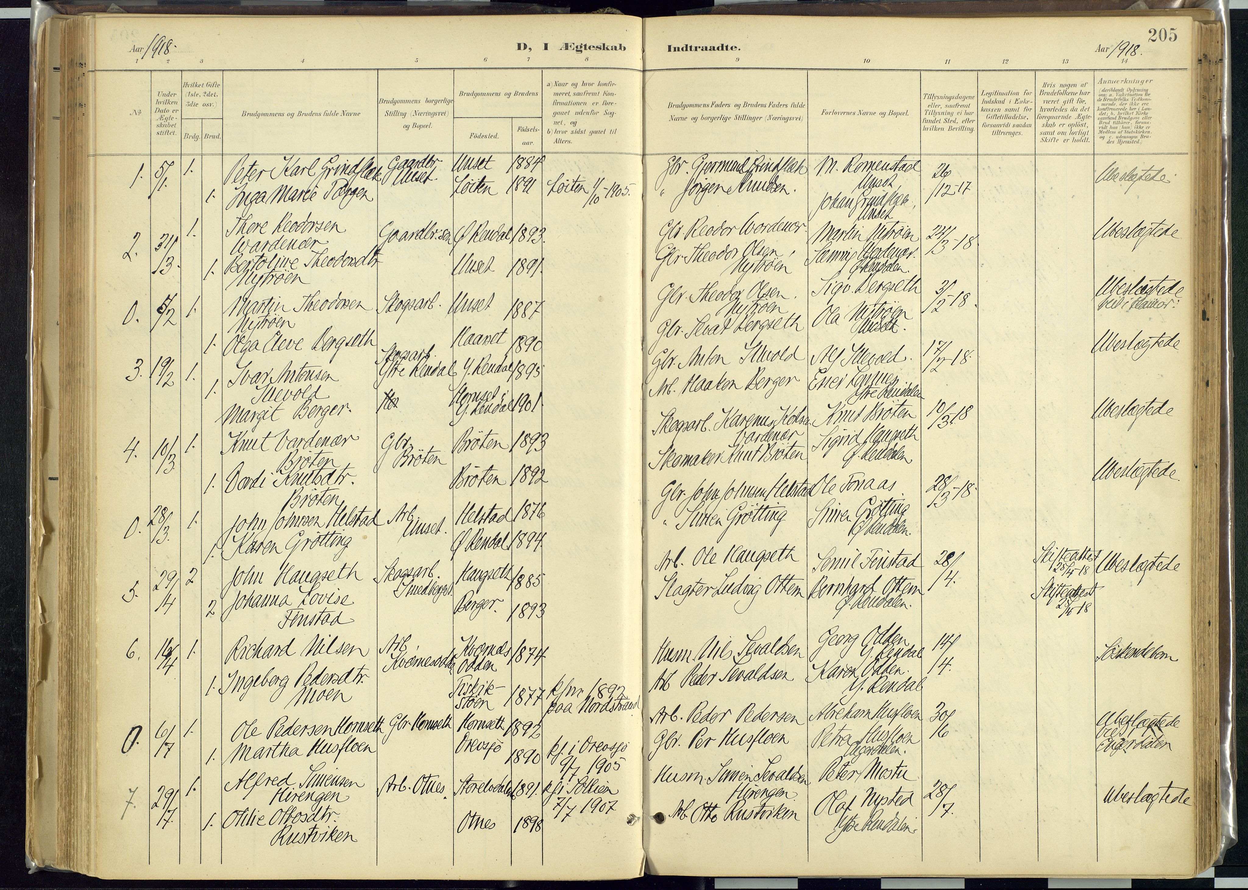 Rendalen prestekontor, AV/SAH-PREST-054/H/Ha/Haa/L0012: Ministerialbok nr. 12, 1901-1928, s. 205