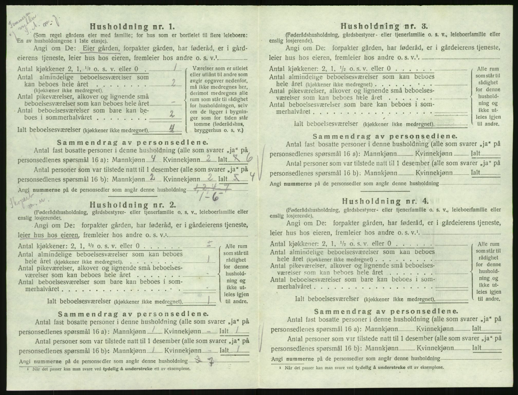 SAK, Folketelling 1920 for 0936 Hornnes herred, 1920, s. 466