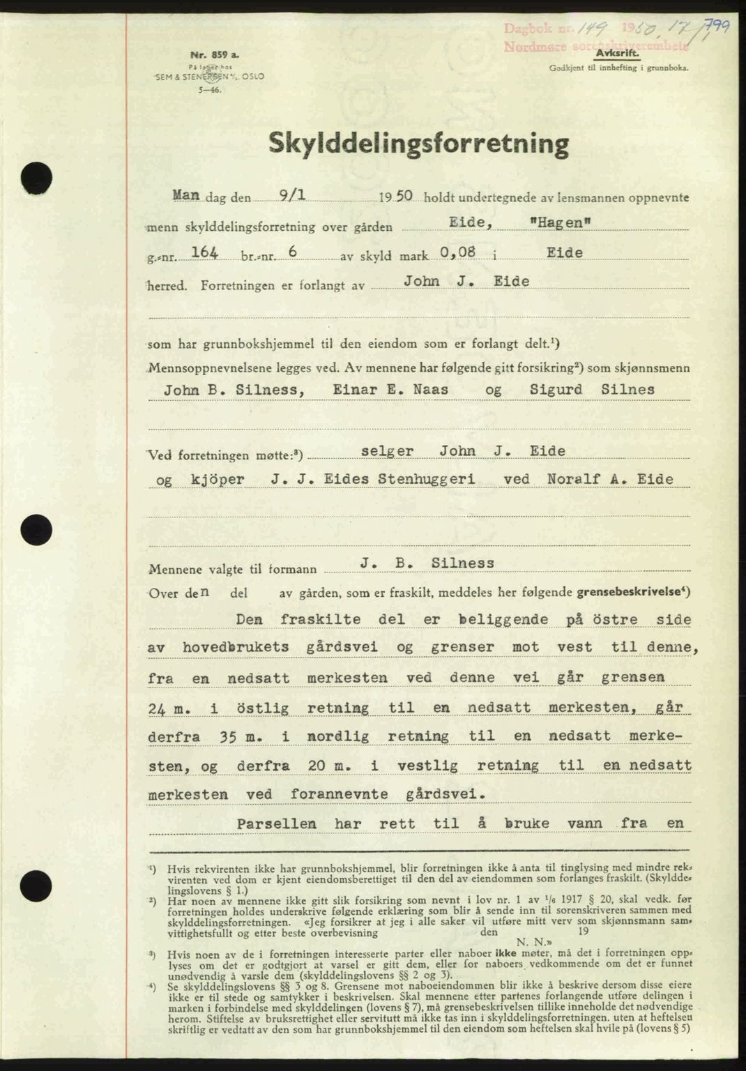 Nordmøre sorenskriveri, AV/SAT-A-4132/1/2/2Ca: Pantebok nr. A113, 1949-1950, Dagboknr: 149/1950