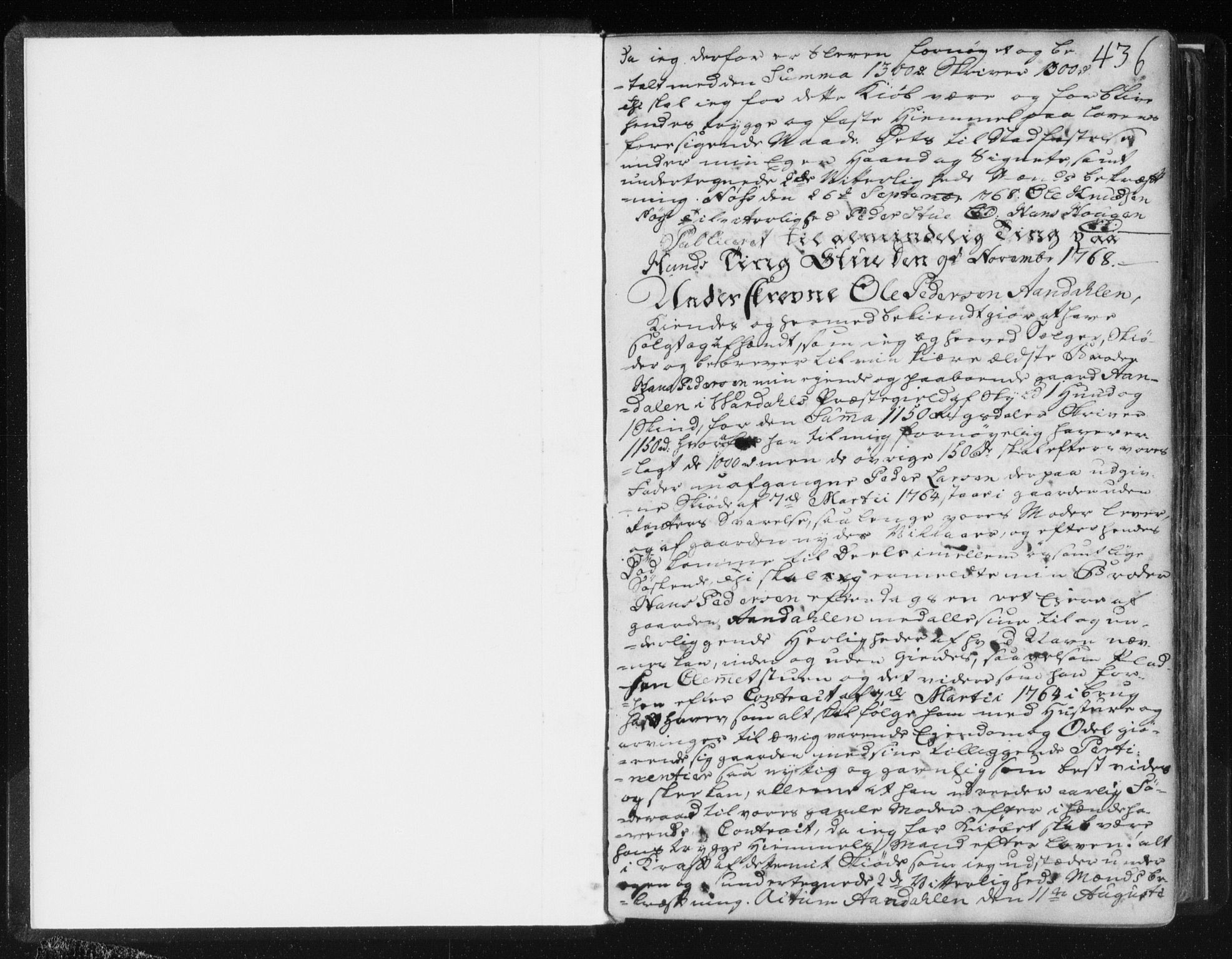 Toten tingrett, SAH/TING-006/H/Hb/Hba/L0002b: Pantebok nr. 2b, 1768-1776, s. 436