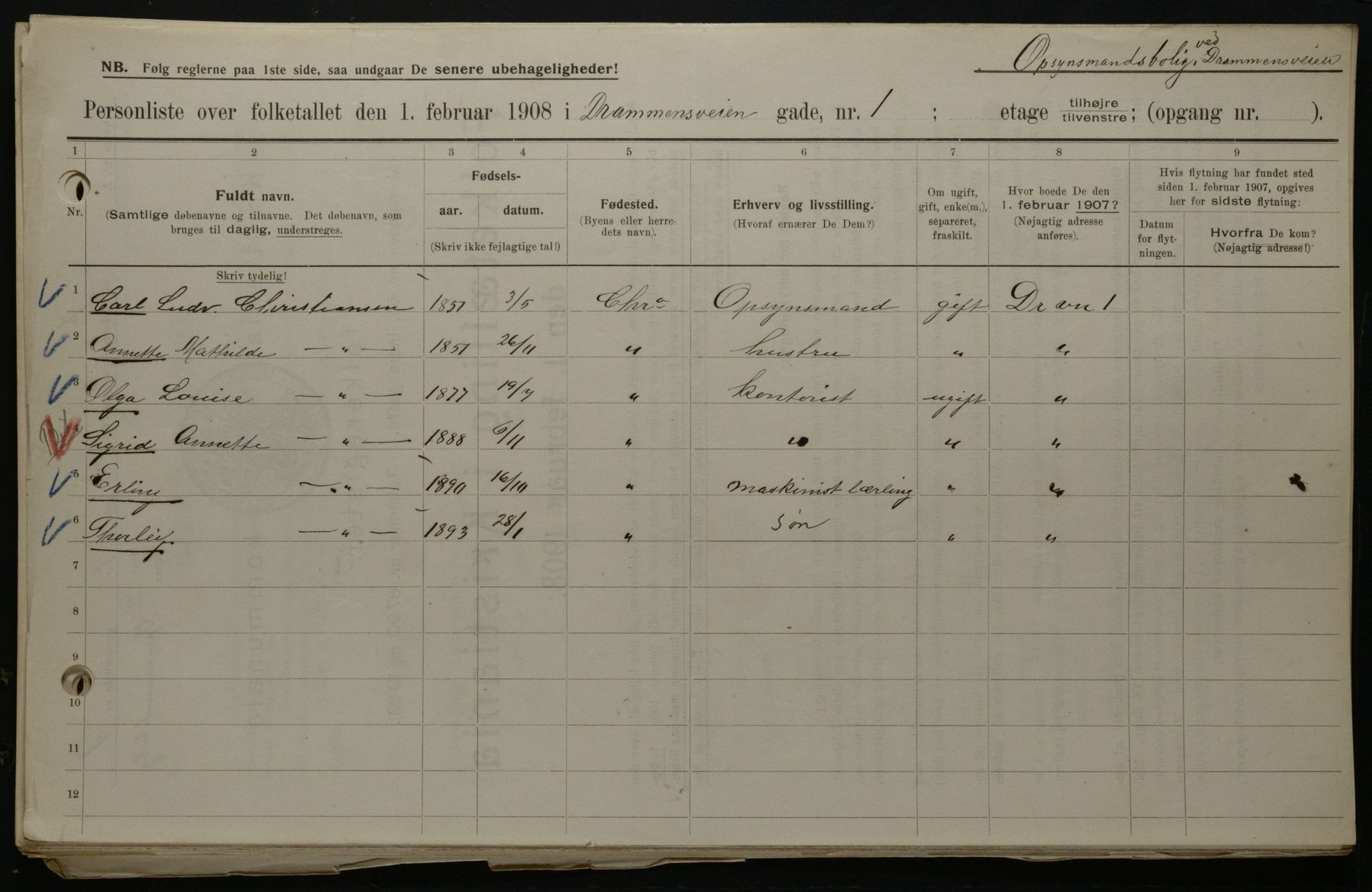 OBA, Kommunal folketelling 1.2.1908 for Kristiania kjøpstad, 1908, s. 15090
