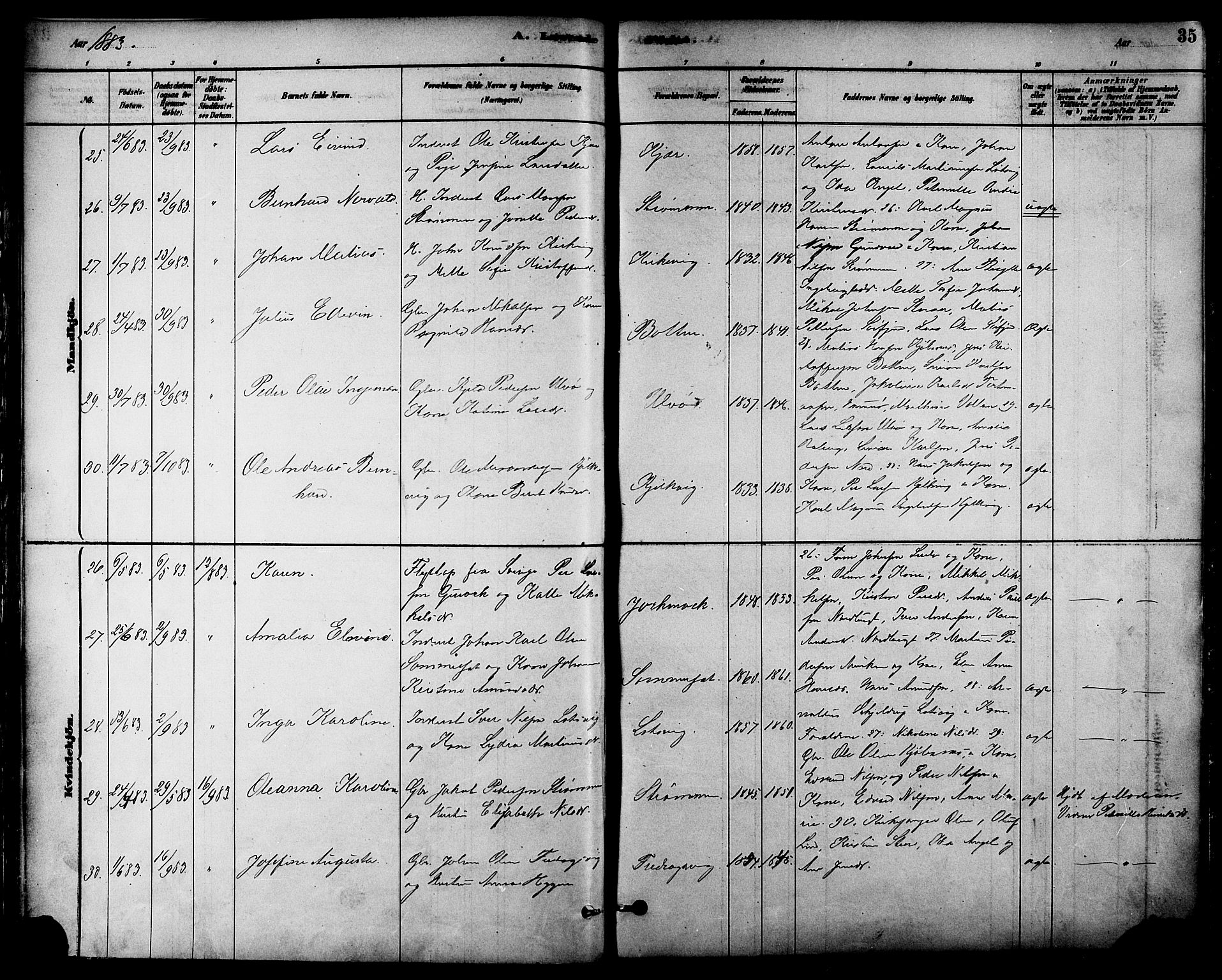 Ministerialprotokoller, klokkerbøker og fødselsregistre - Nordland, AV/SAT-A-1459/861/L0868: Ministerialbok nr. 861A03, 1879-1889, s. 35