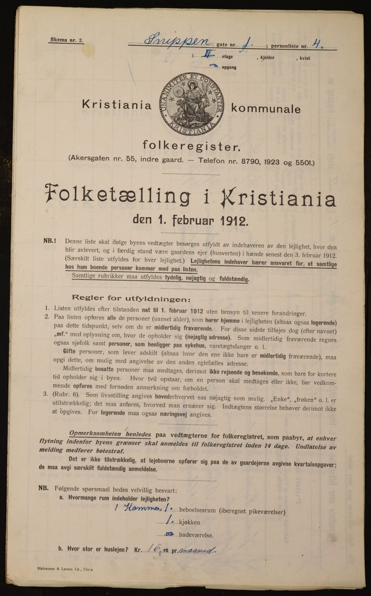 OBA, Kommunal folketelling 1.2.1912 for Kristiania, 1912, s. 98276