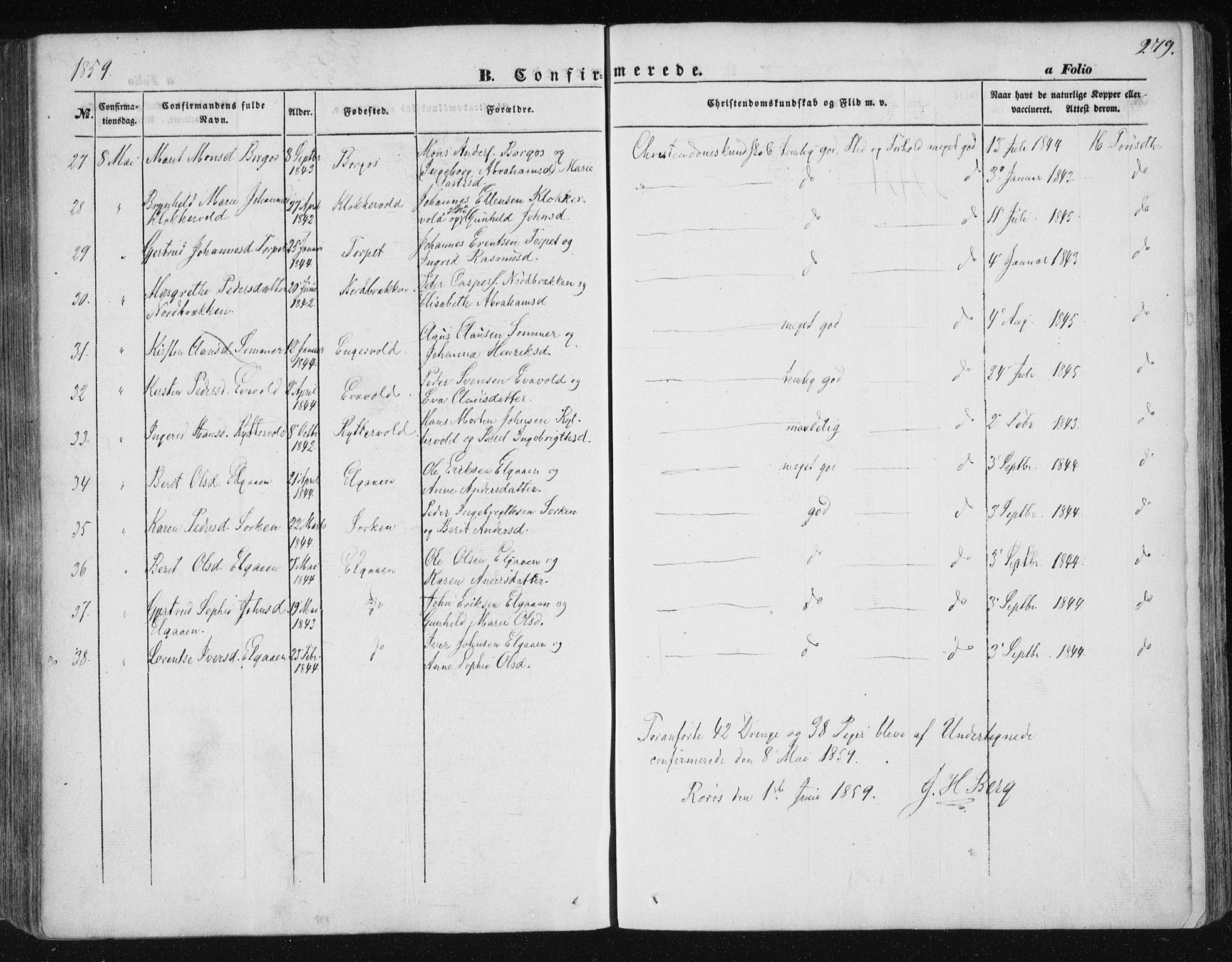 Ministerialprotokoller, klokkerbøker og fødselsregistre - Sør-Trøndelag, SAT/A-1456/681/L0931: Ministerialbok nr. 681A09, 1845-1859, s. 279