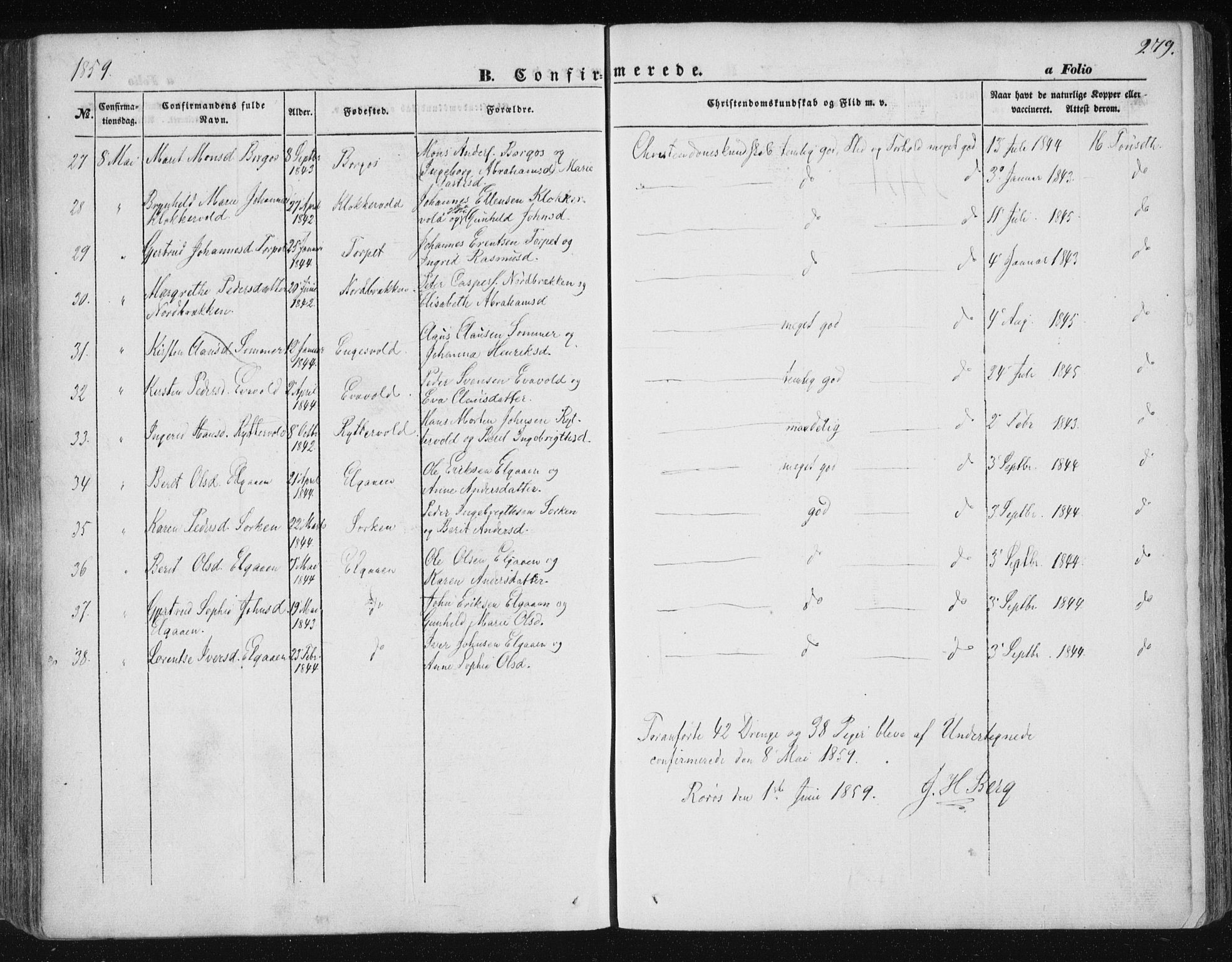Ministerialprotokoller, klokkerbøker og fødselsregistre - Sør-Trøndelag, AV/SAT-A-1456/681/L0931: Ministerialbok nr. 681A09, 1845-1859, s. 279