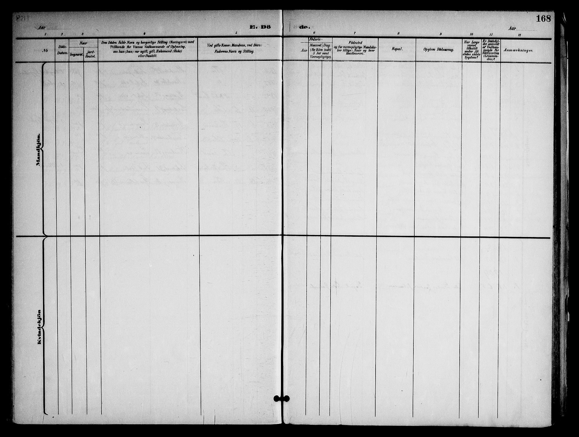 Sagene prestekontor Kirkebøker, SAO/A-10796/F/L0006: Ministerialbok nr. 6, 1898-1923, s. 168