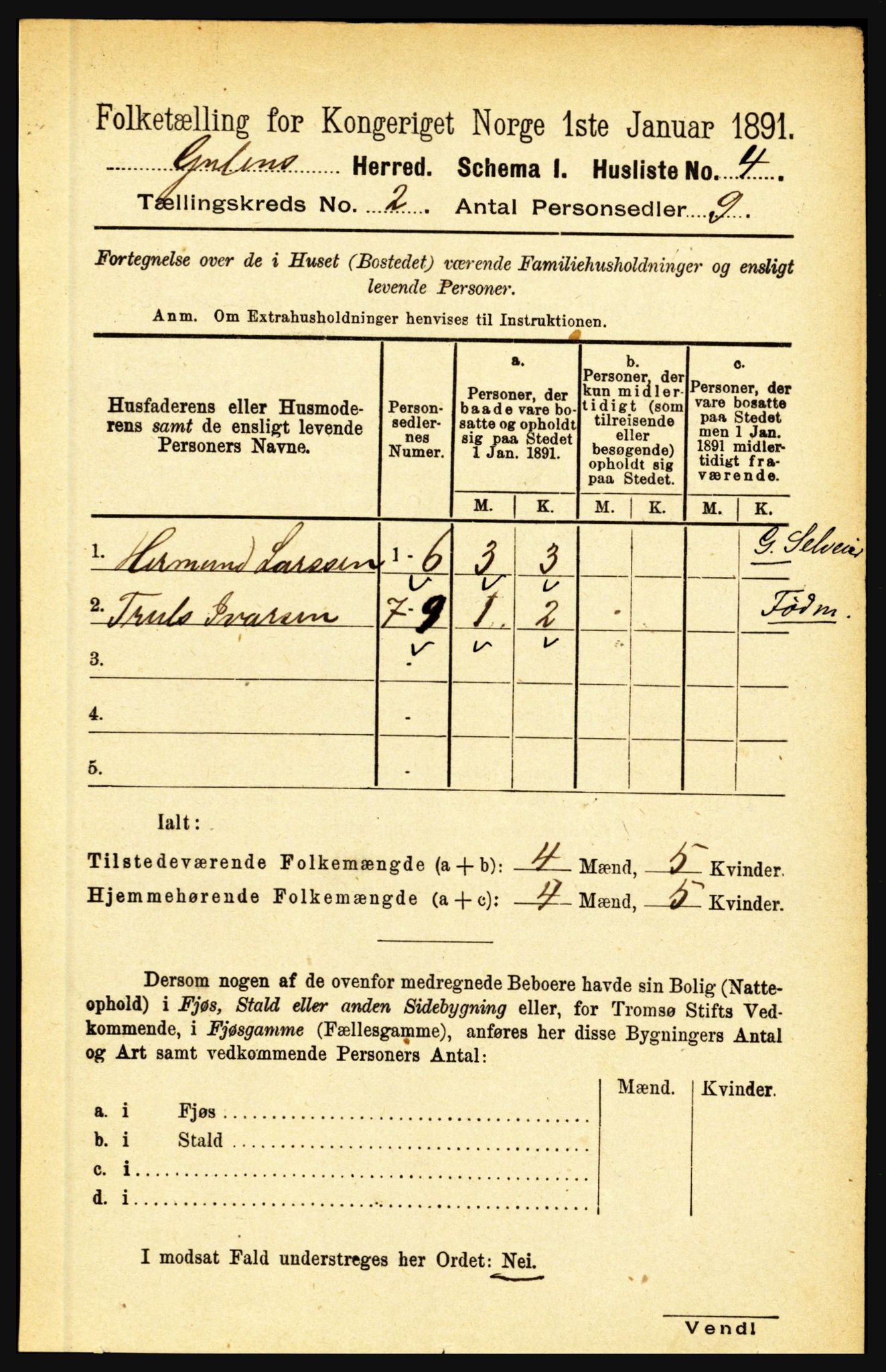 RA, Folketelling 1891 for 1411 Gulen herred, 1891, s. 440