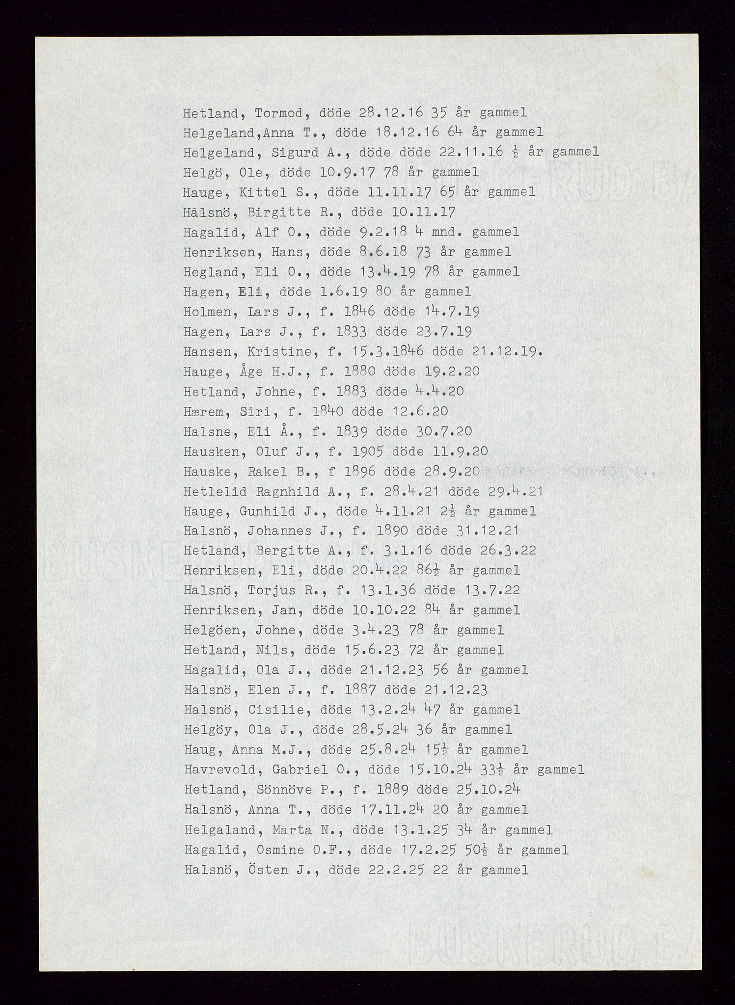 Hjelmeland lensmannskontor, AV/SAST-A-100439/Gga/L0001: "Register til dødsfallprotokollene i Hjelmeland", 1903-1962, s. 10
