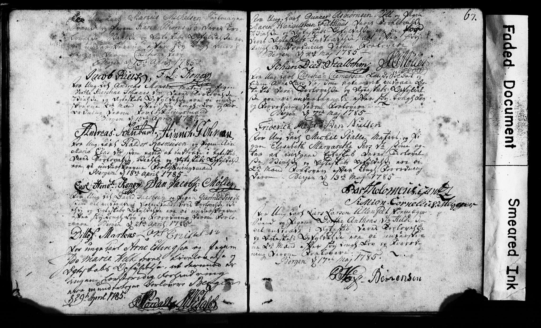 Korskirken sokneprestembete, SAB/A-76101: Forlovererklæringer nr. II.5.1, 1776-1816, s. 67