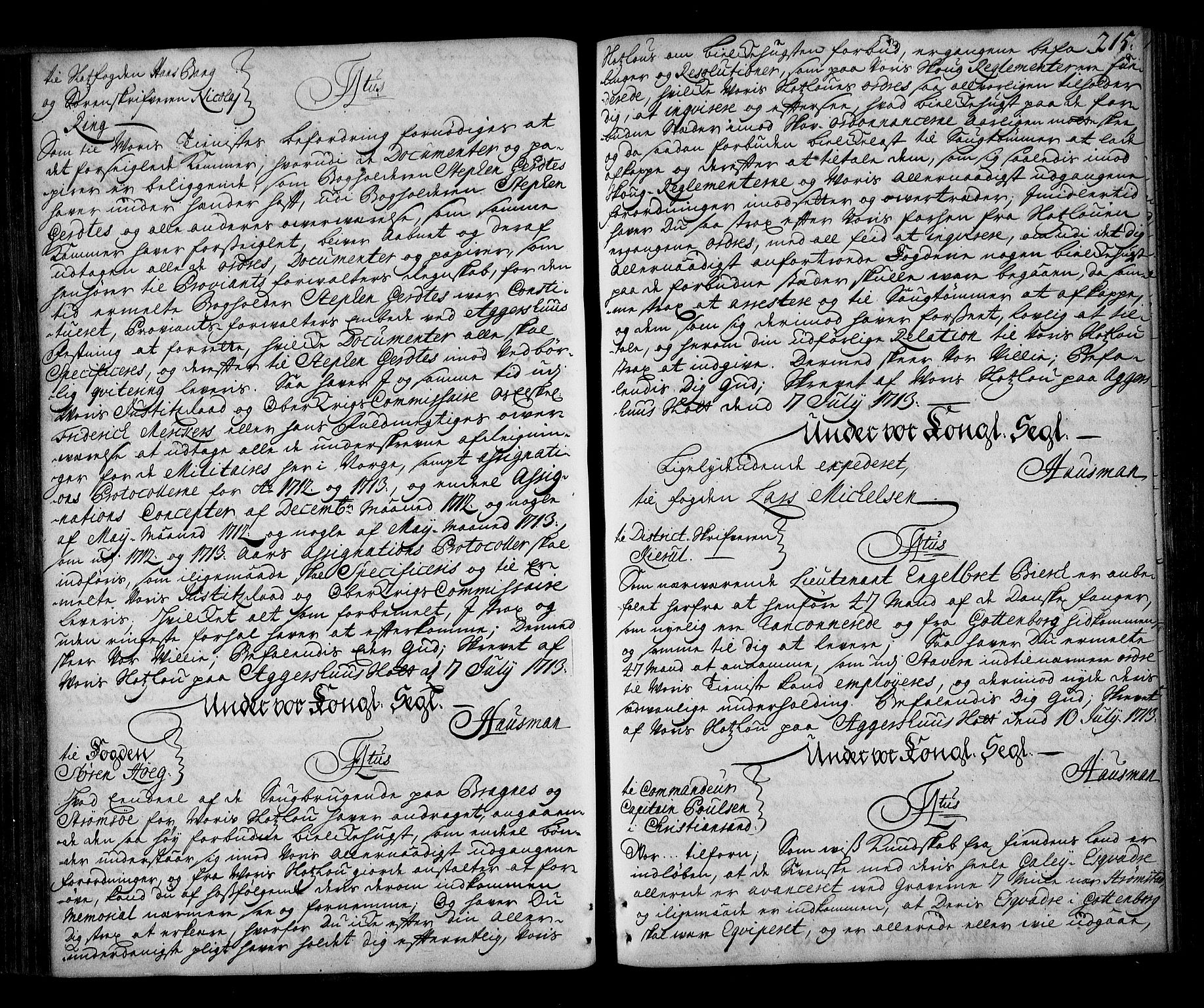 Stattholderembetet 1572-1771, AV/RA-EA-2870/Bd/L0008: Ordreprotokoll, 1711-1714, s. 214b-215a