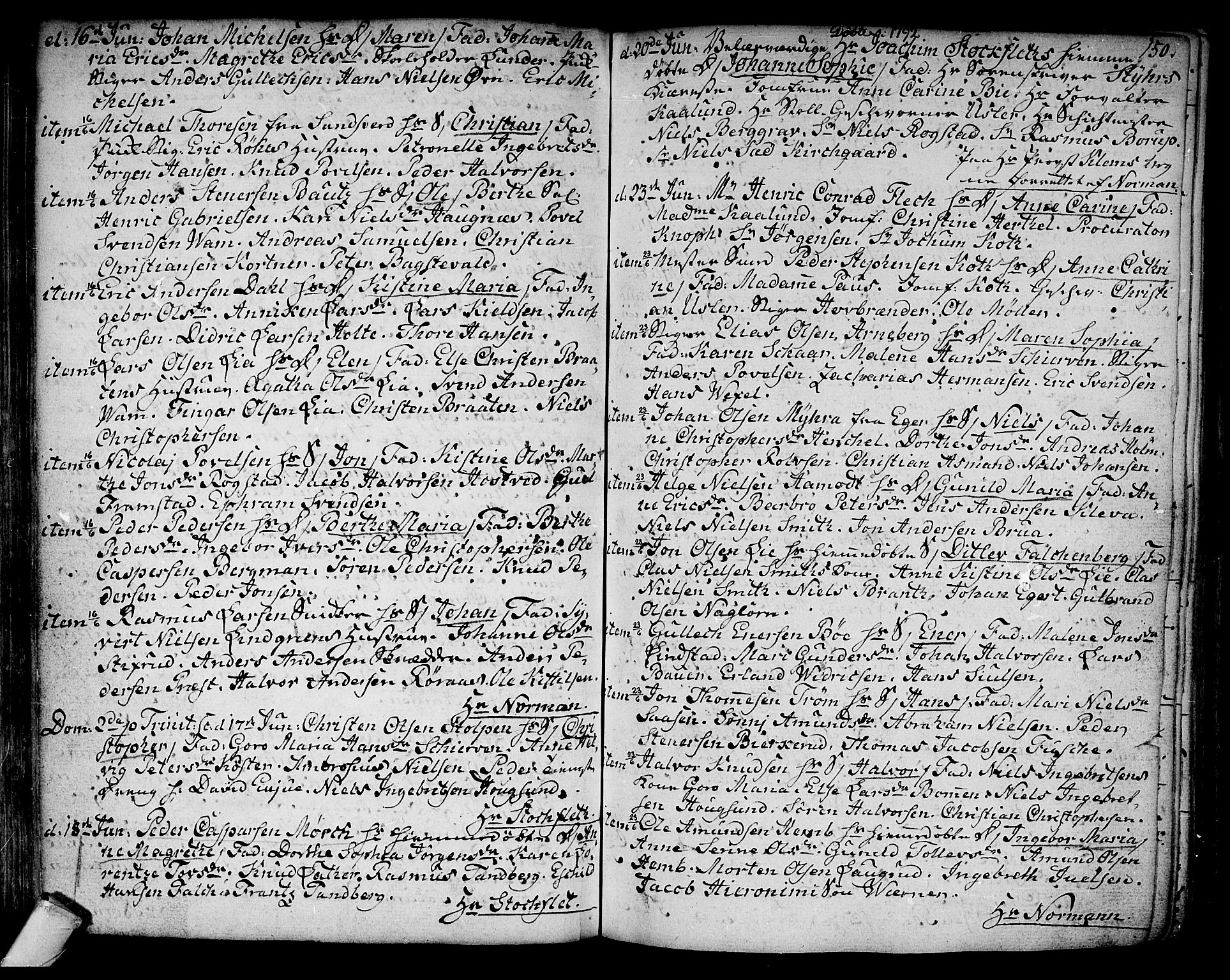 Kongsberg kirkebøker, SAKO/A-22/F/Fa/L0006: Ministerialbok nr. I 6, 1783-1797, s. 150