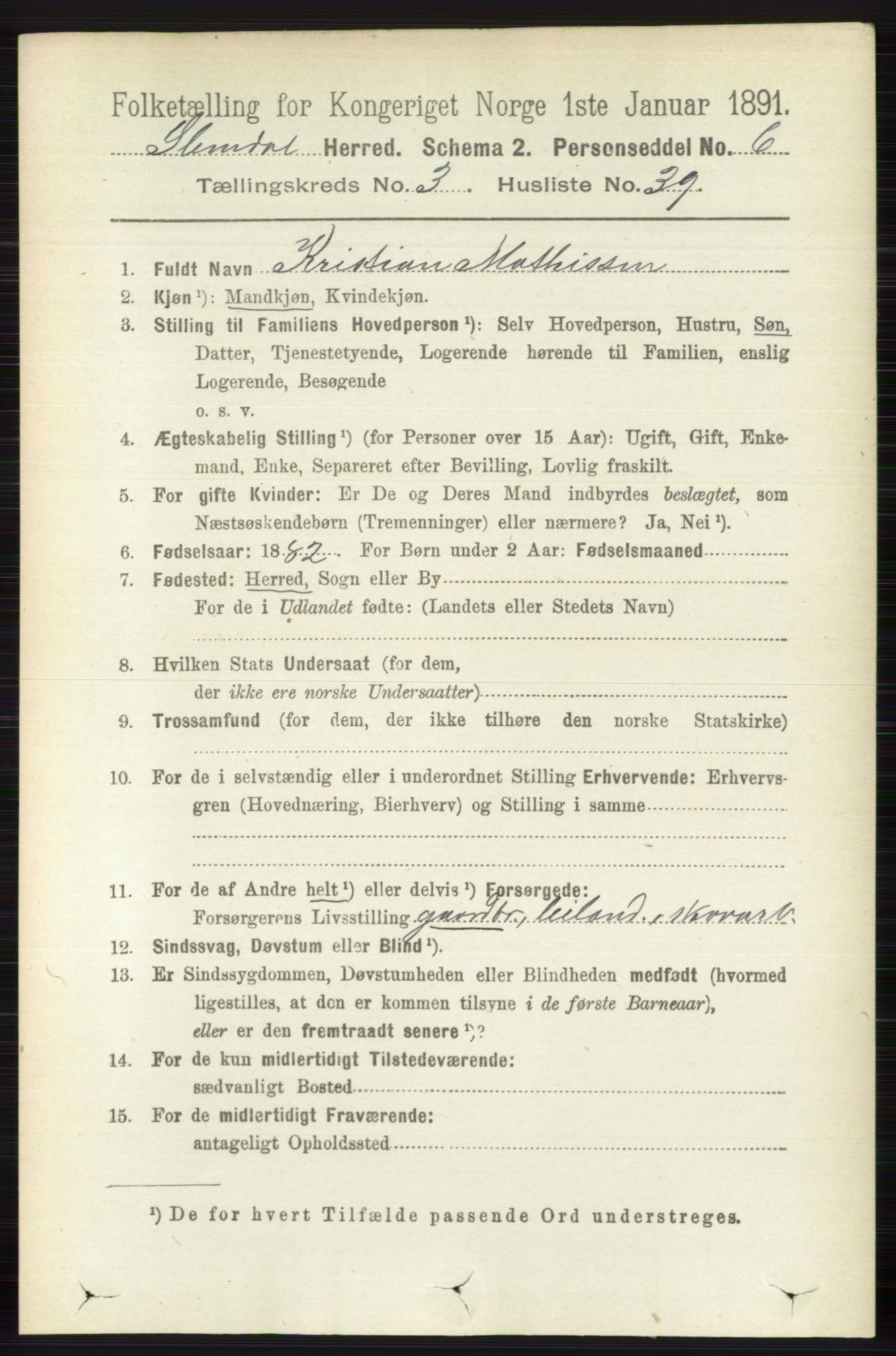 RA, Folketelling 1891 for 0811 Slemdal herred, 1891, s. 987