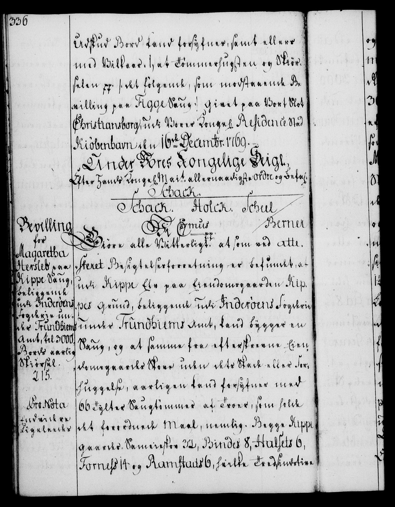 Rentekammeret, Kammerkanselliet, AV/RA-EA-3111/G/Gg/Gga/L0008: Norsk ekspedisjonsprotokoll med register (merket RK 53.8), 1768-1771, s. 336