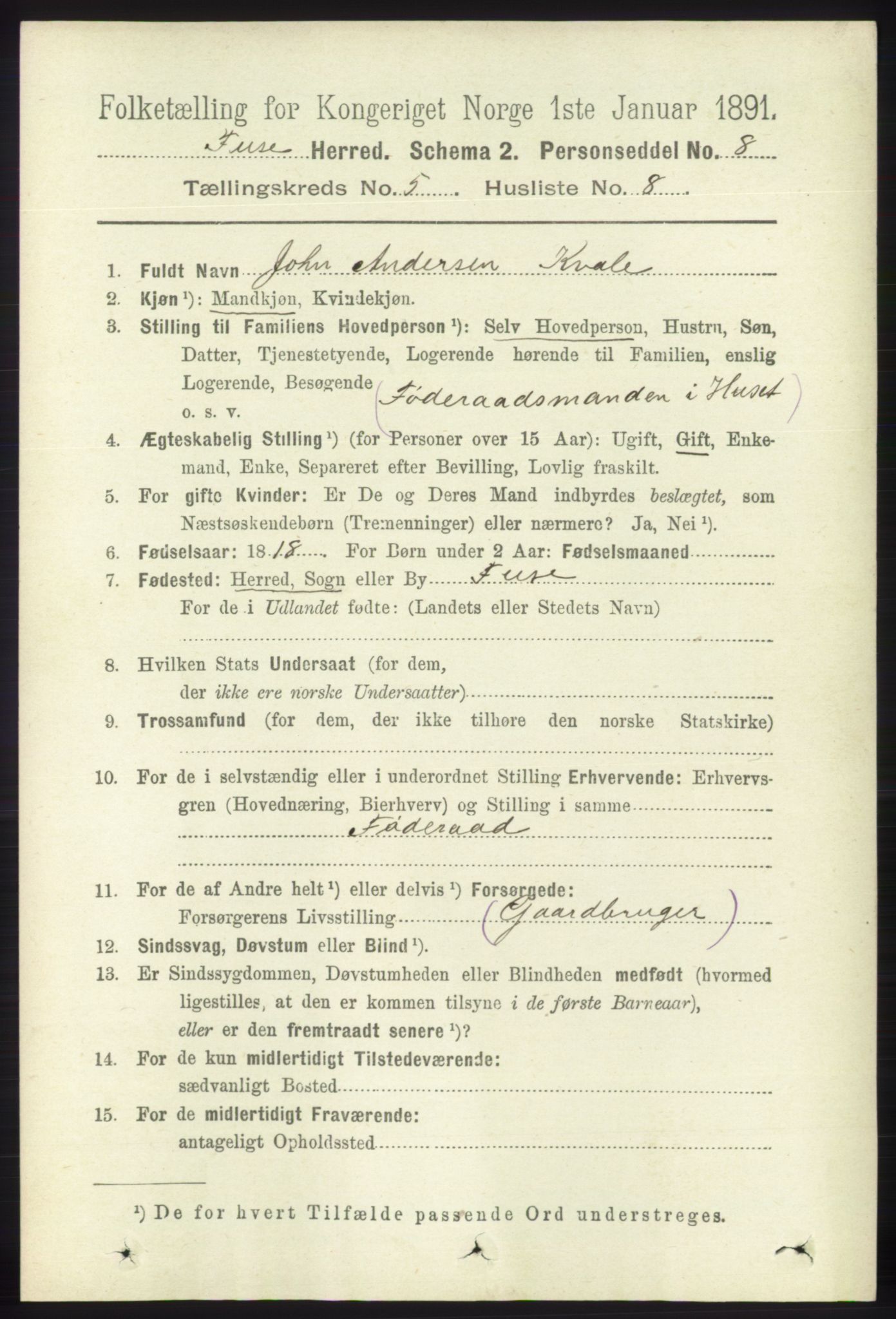 RA, Folketelling 1891 for 1241 Fusa herred, 1891, s. 938