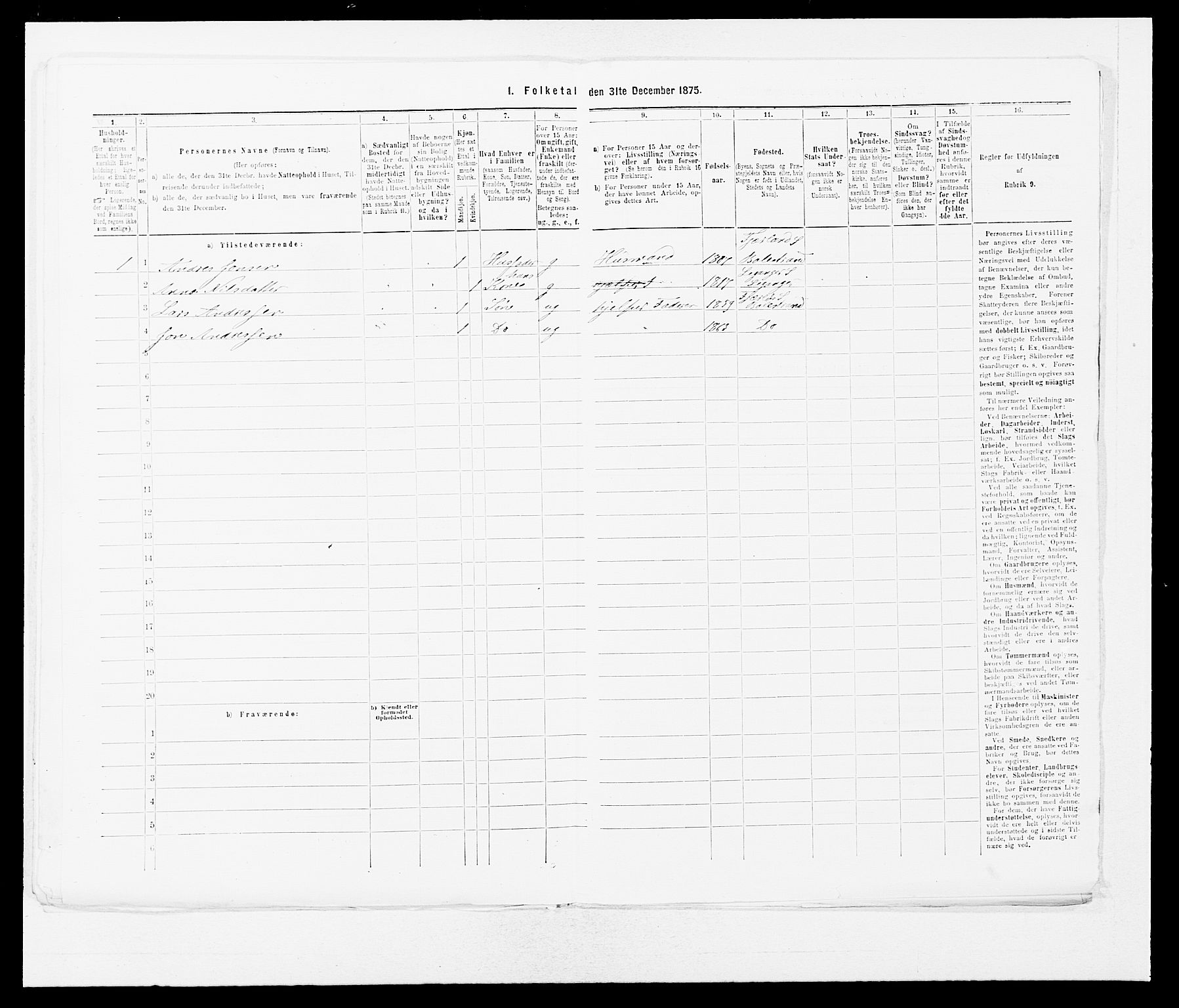 SAB, Folketelling 1875 for 1418P Balestrand prestegjeld, 1875, s. 595