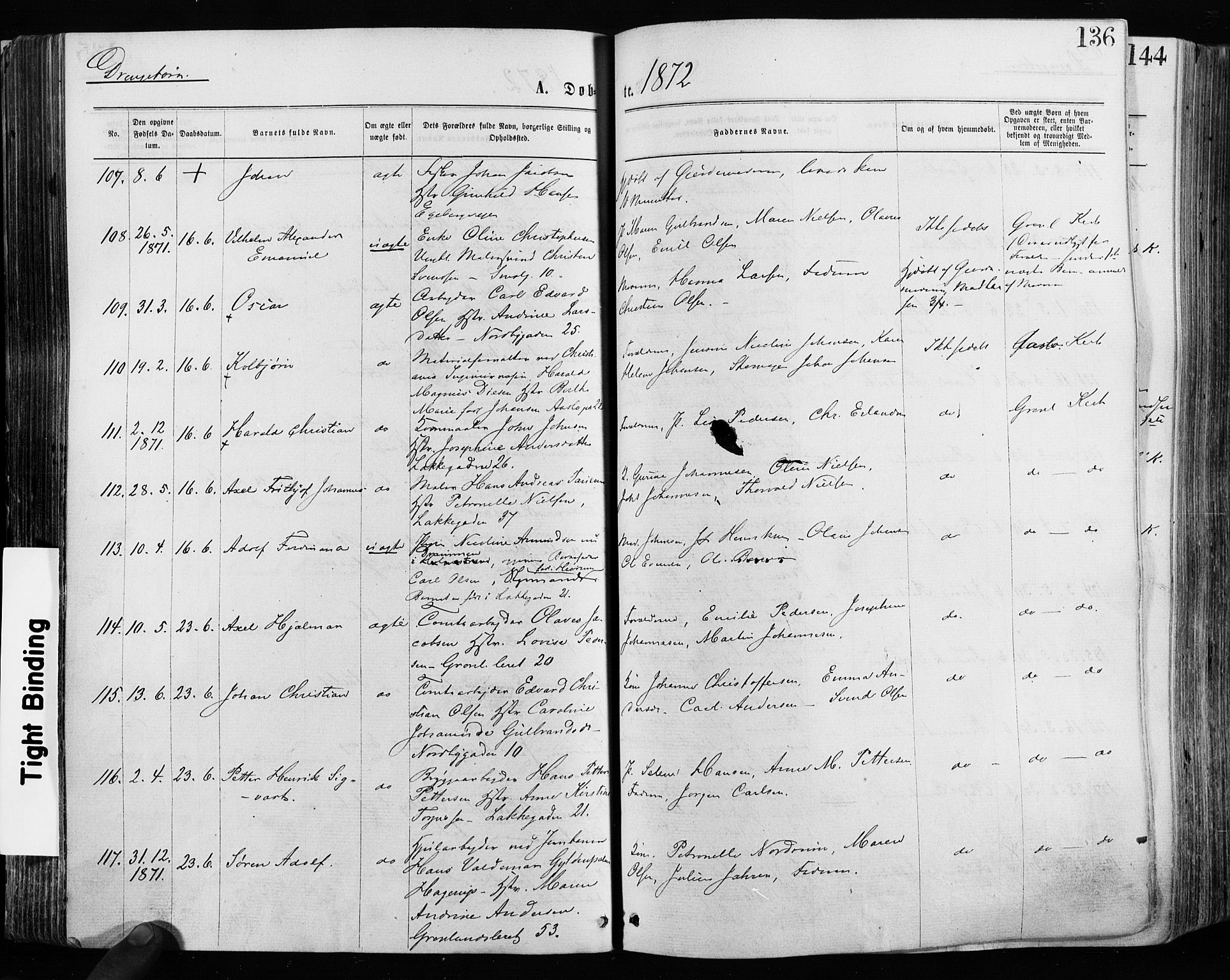 Grønland prestekontor Kirkebøker, SAO/A-10848/F/Fa/L0004: Ministerialbok nr. 4, 1869-1880, s. 136