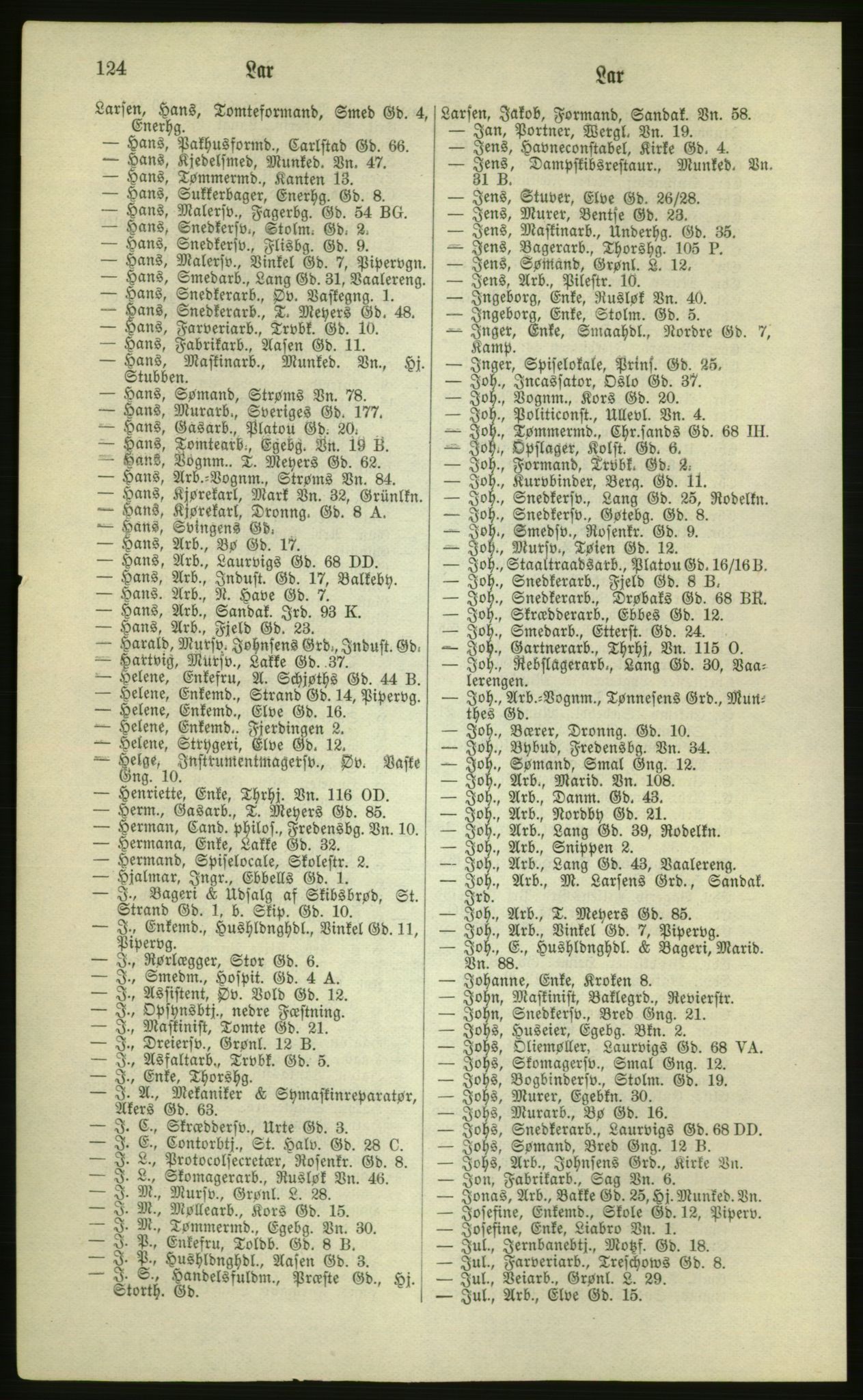 Kristiania/Oslo adressebok, PUBL/-, 1881, s. 124