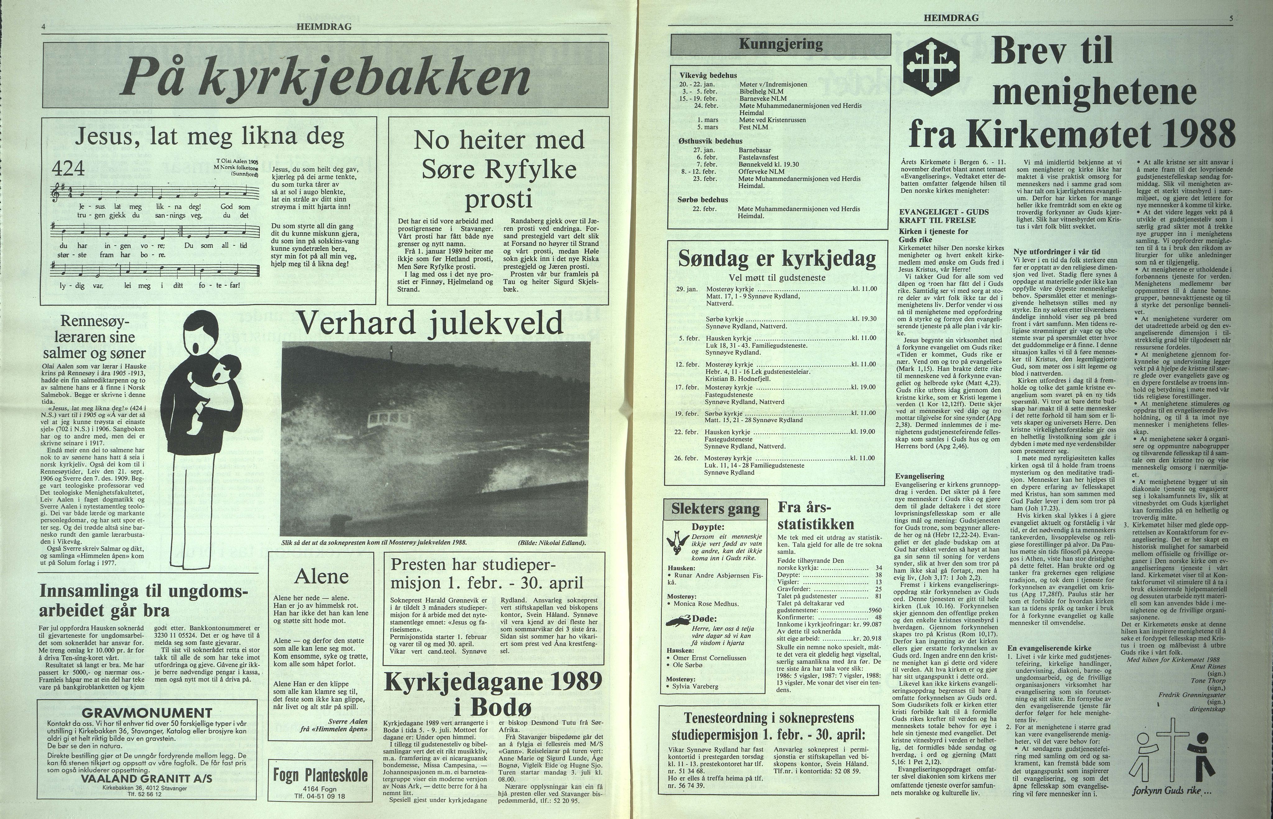 Rennesøy kommune. Heimdrag, lokalavis, BYST/A-0750/X/Xa/L0011: Heimdrag 1989, 1989