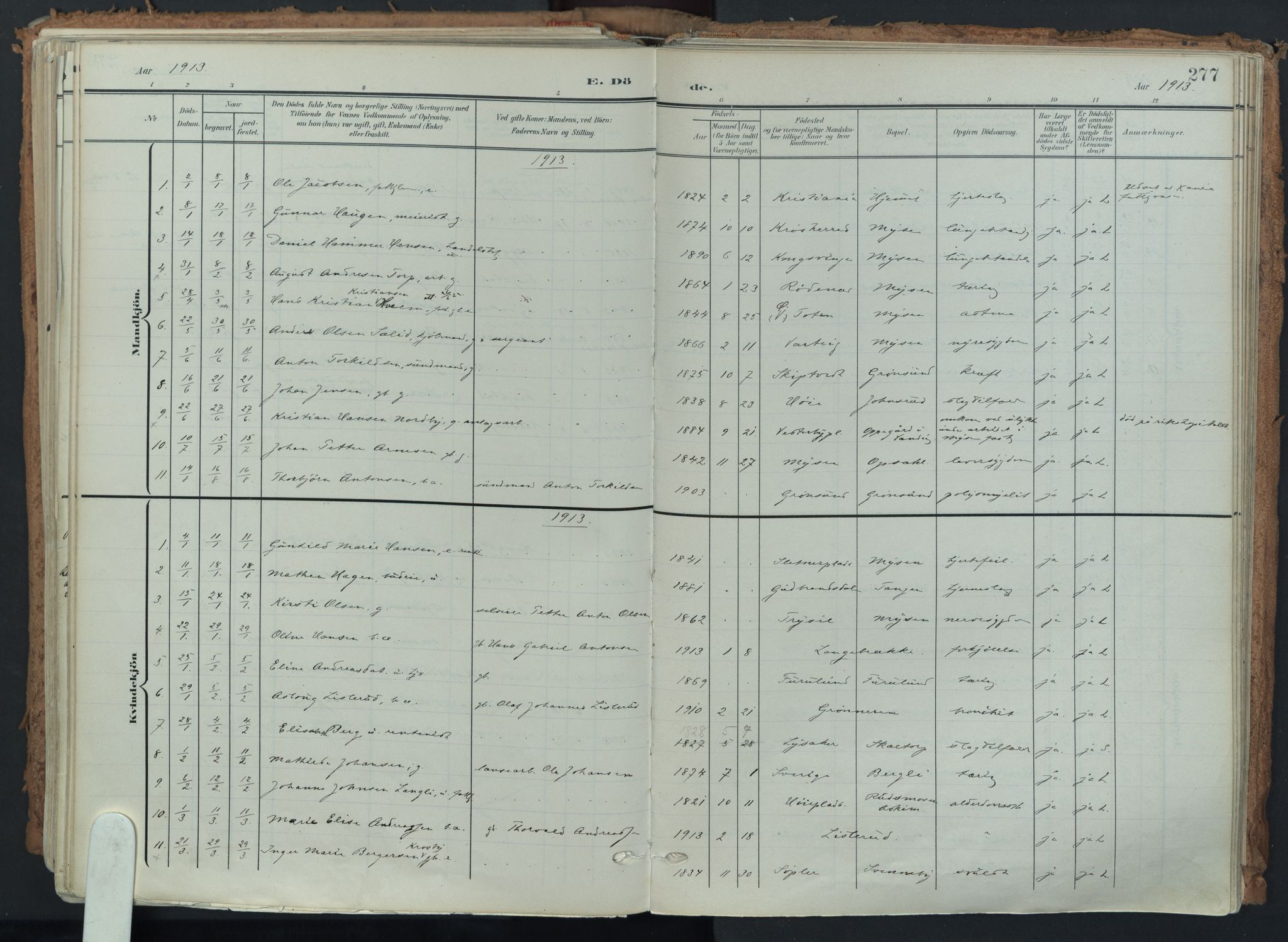 Eidsberg prestekontor Kirkebøker, SAO/A-10905/F/Fa/L0014: Ministerialbok nr. I 14, 1902-1919, s. 277