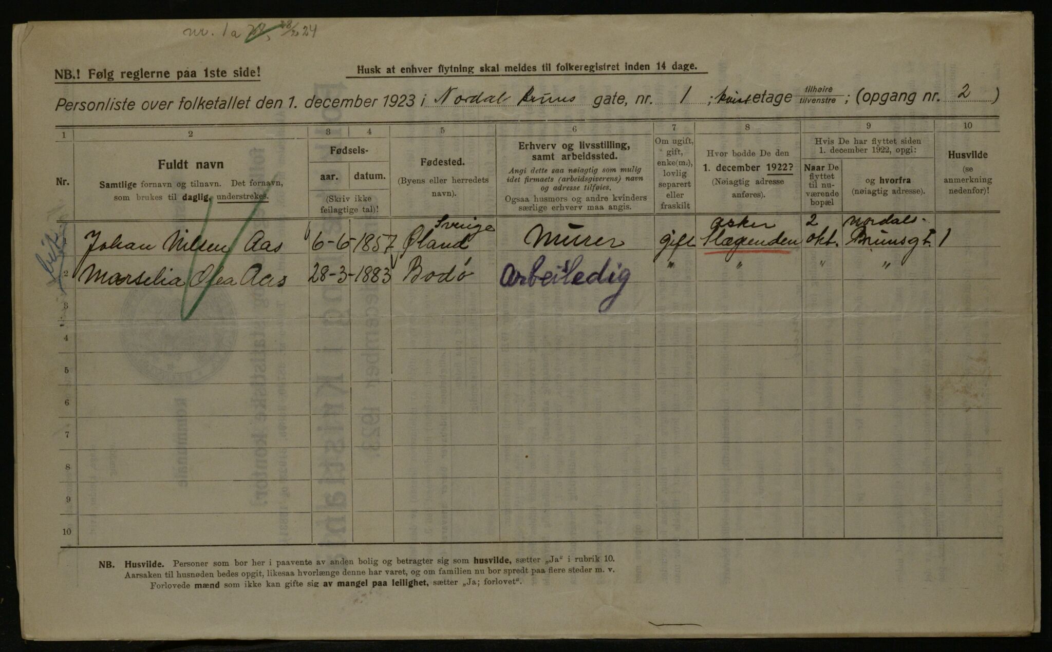 OBA, Kommunal folketelling 1.12.1923 for Kristiania, 1923, s. 79361