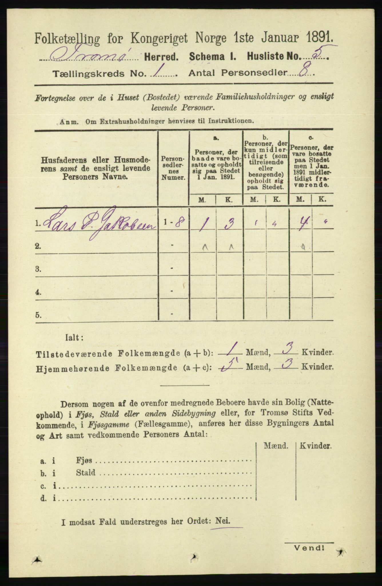 RA, Folketelling 1891 for 0921 Tromøy herred, 1891, s. 26