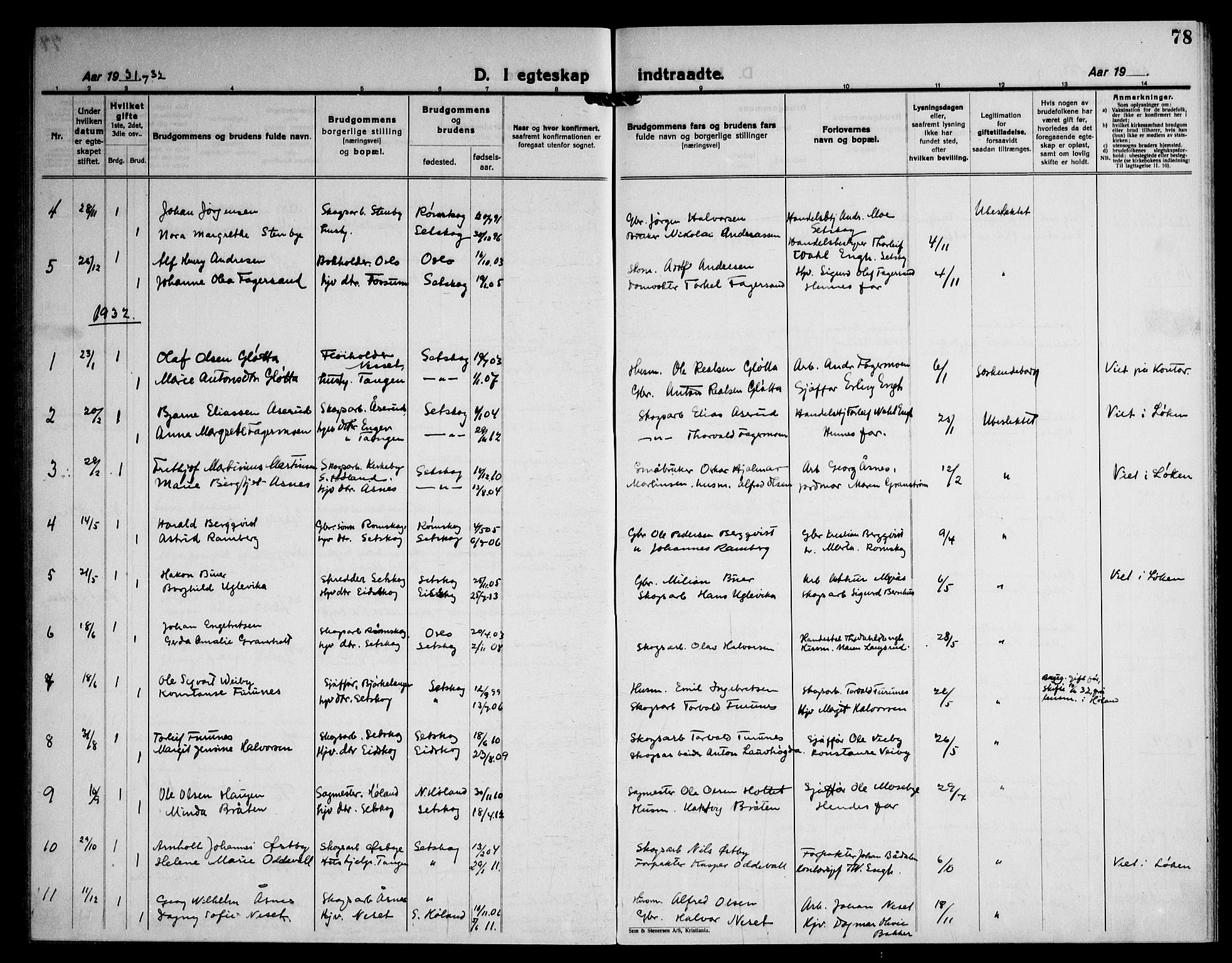 Høland prestekontor Kirkebøker, AV/SAO-A-10346a/G/Gc/L0003: Klokkerbok nr. III 3, 1925-1947, s. 78