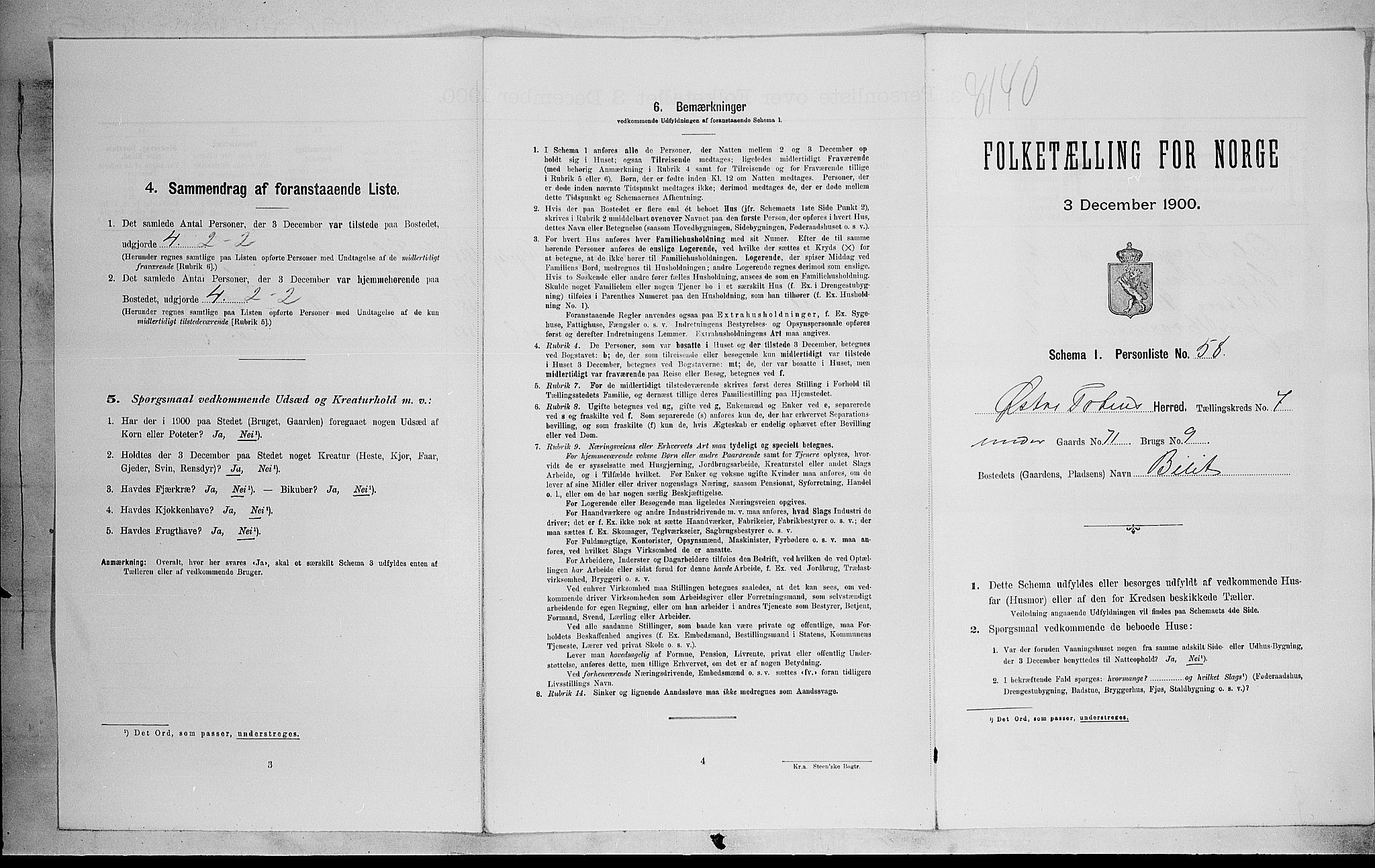 SAH, Folketelling 1900 for 0528 Østre Toten herred, 1900, s. 1898
