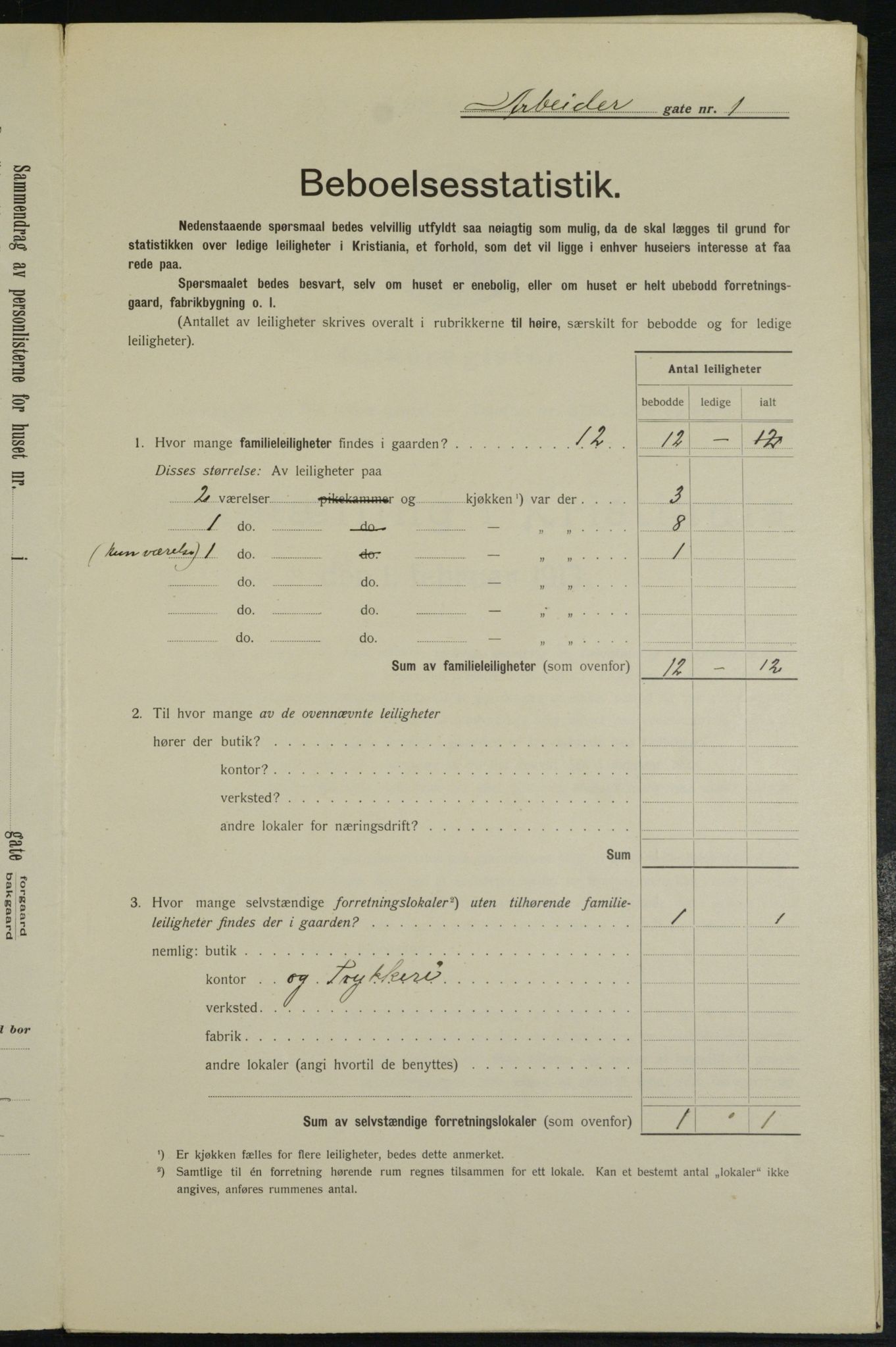 OBA, Kommunal folketelling 1.2.1913 for Kristiania, 1913, s. 1376