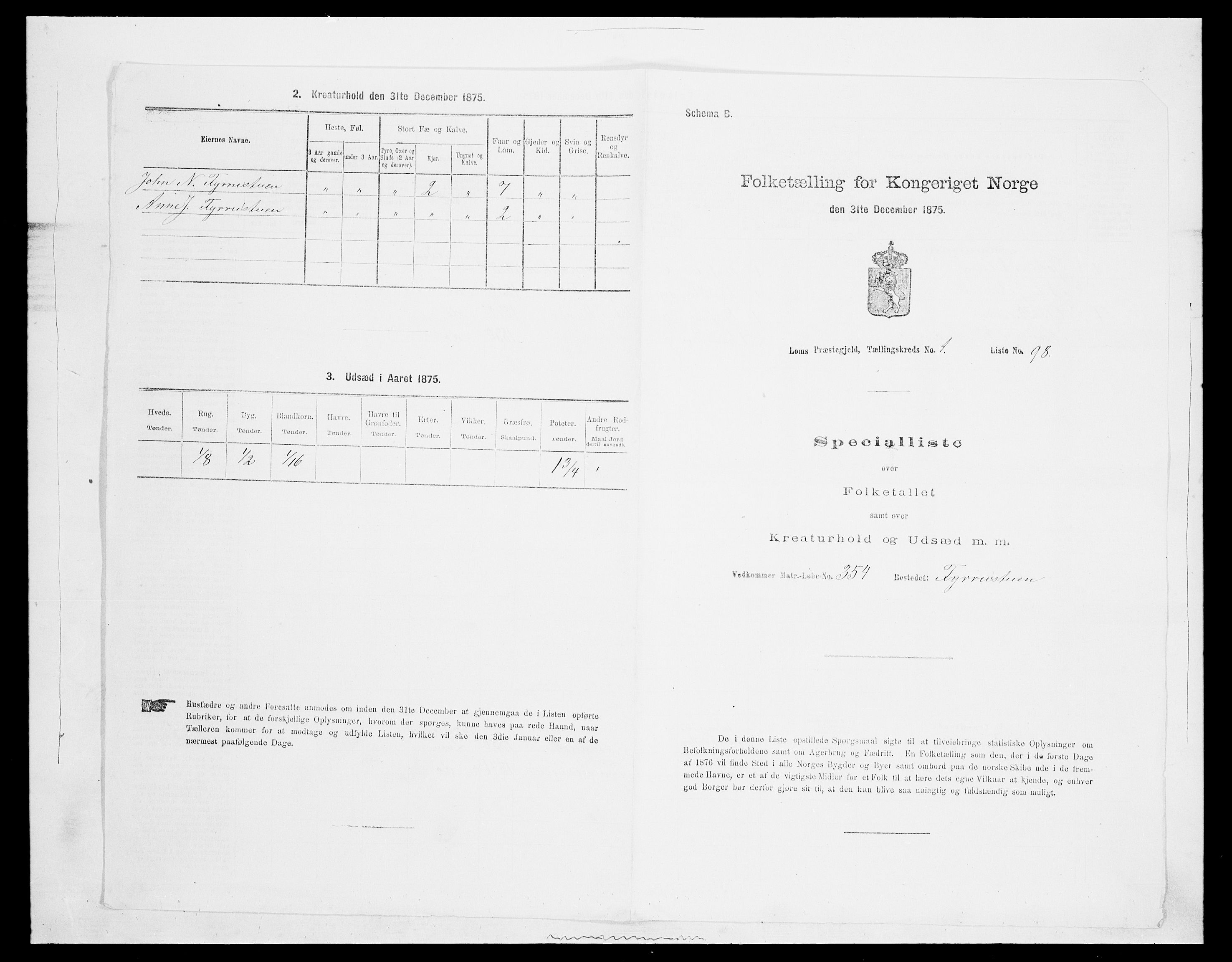 SAH, Folketelling 1875 for 0514P Lom prestegjeld, 1875, s. 255