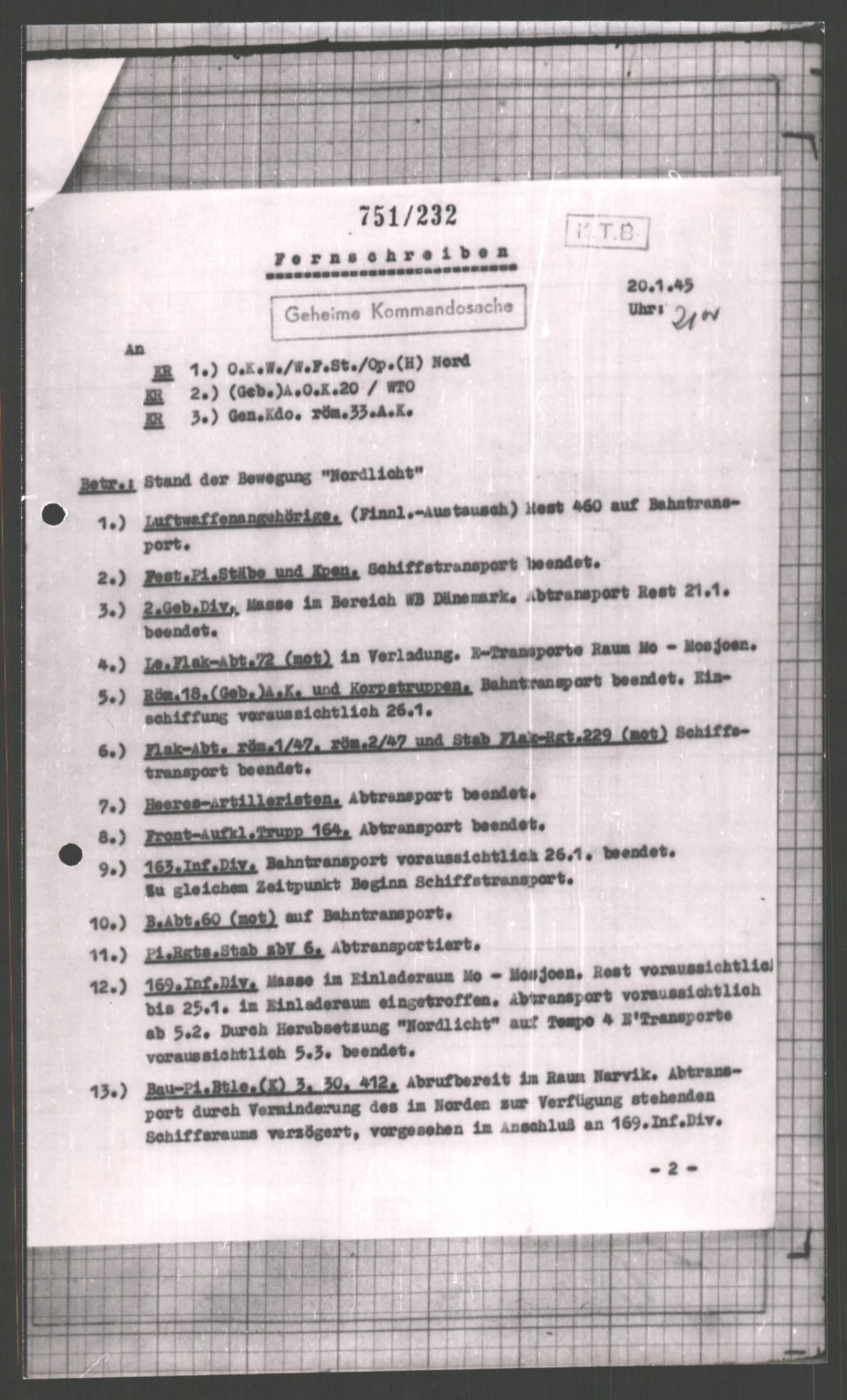 Forsvarets Overkommando. 2 kontor. Arkiv 11.4. Spredte tyske arkivsaker, AV/RA-RAFA-7031/D/Dar/Dara/L0002: Krigsdagbøker for 20. Gebirgs-Armee-Oberkommando (AOK 20), 1945, s. 184