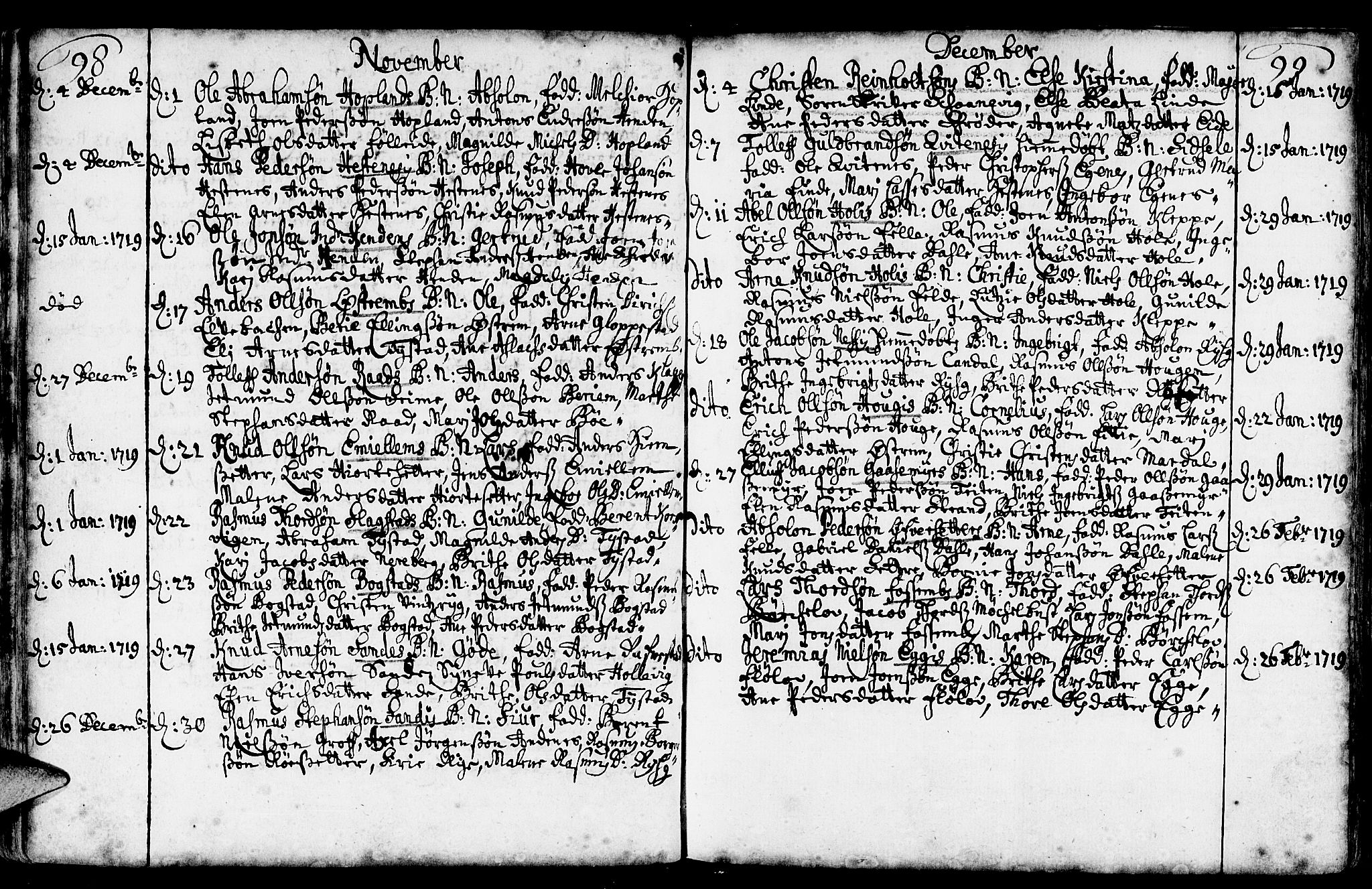Gloppen sokneprestembete, AV/SAB-A-80101/H/Haa/Haaa/L0002: Ministerialbok nr. A 2, 1712-1735, s. 98-99