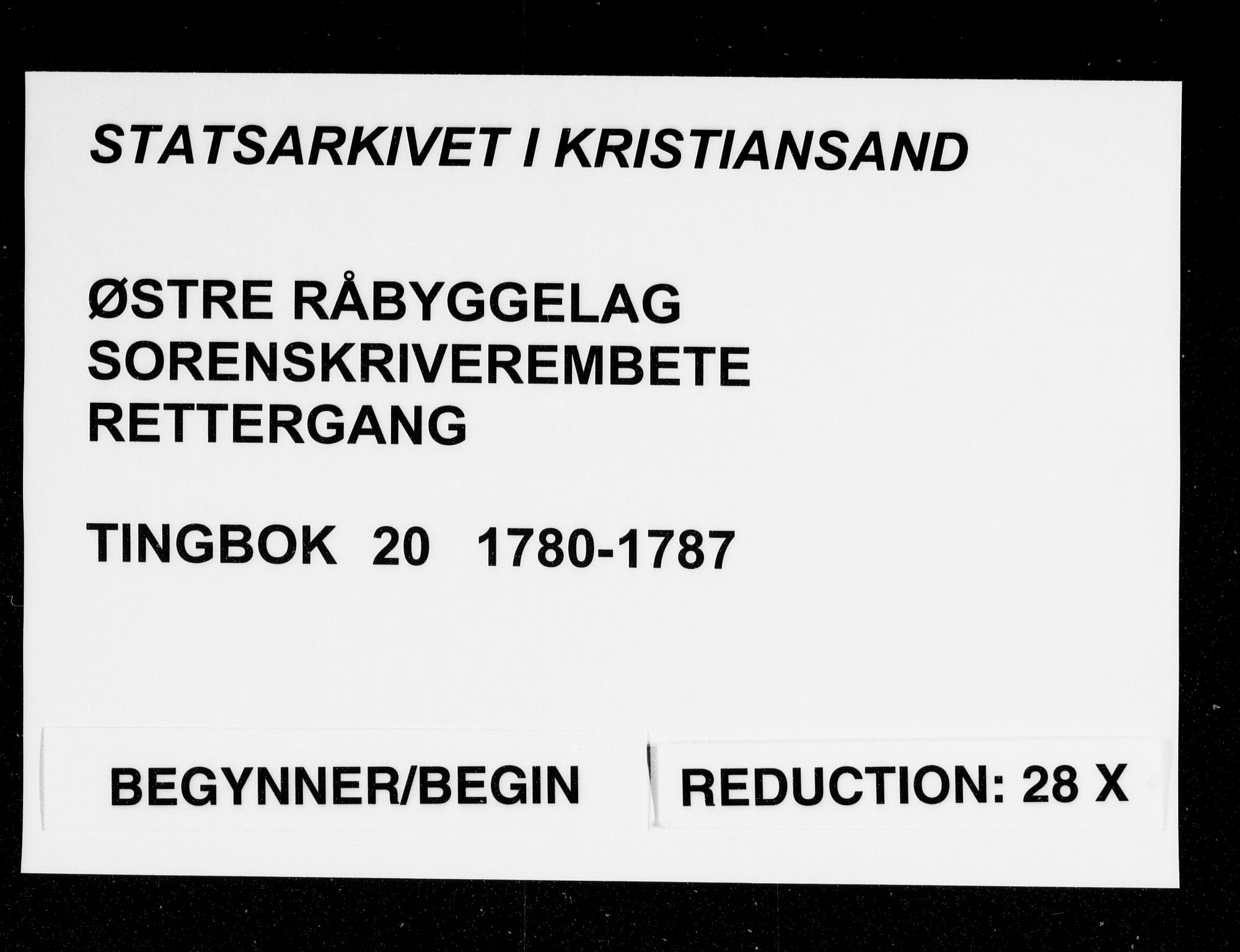 Østre Råbyggelag sorenskriveri, AV/SAK-1221-0016/F/Fa/L0021: Tingbok nr 20 med register, 1780-1787