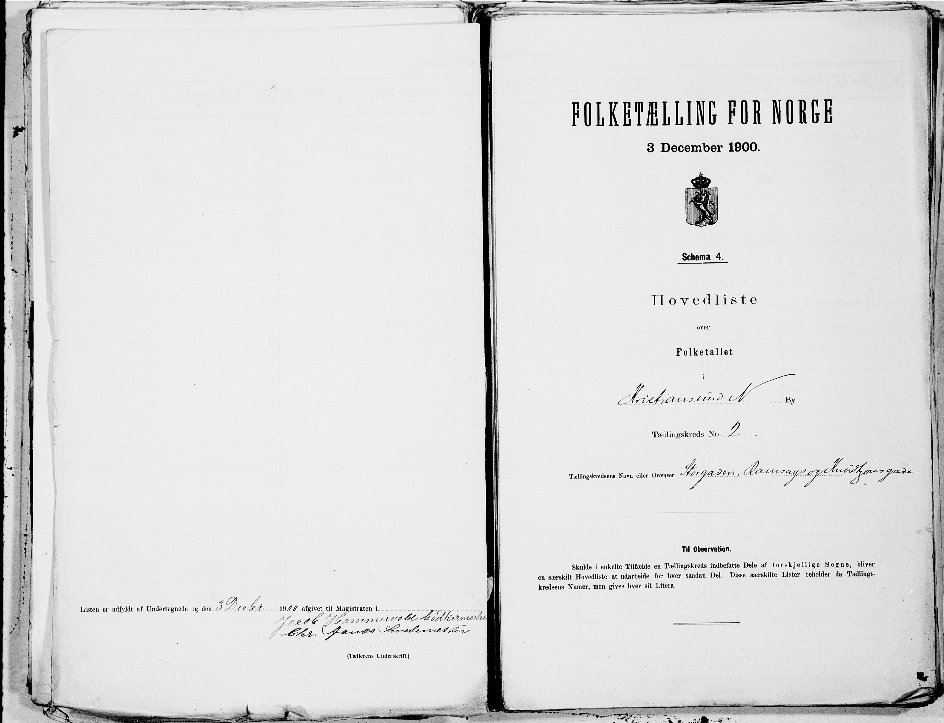 SAT, Folketelling 1900 for 1503 Kristiansund kjøpstad, 1900, s. 4