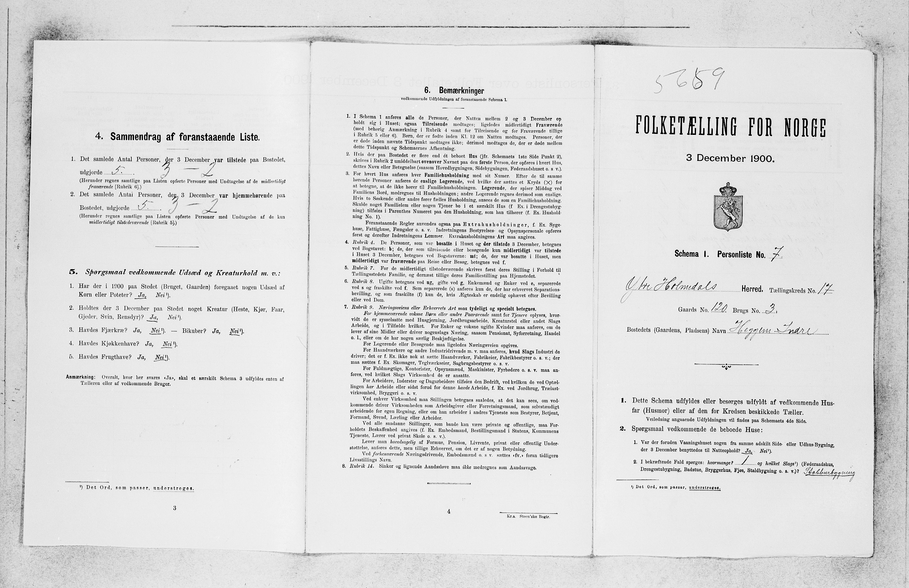 SAB, Folketelling 1900 for 1429 Ytre Holmedal herred, 1900, s. 1254