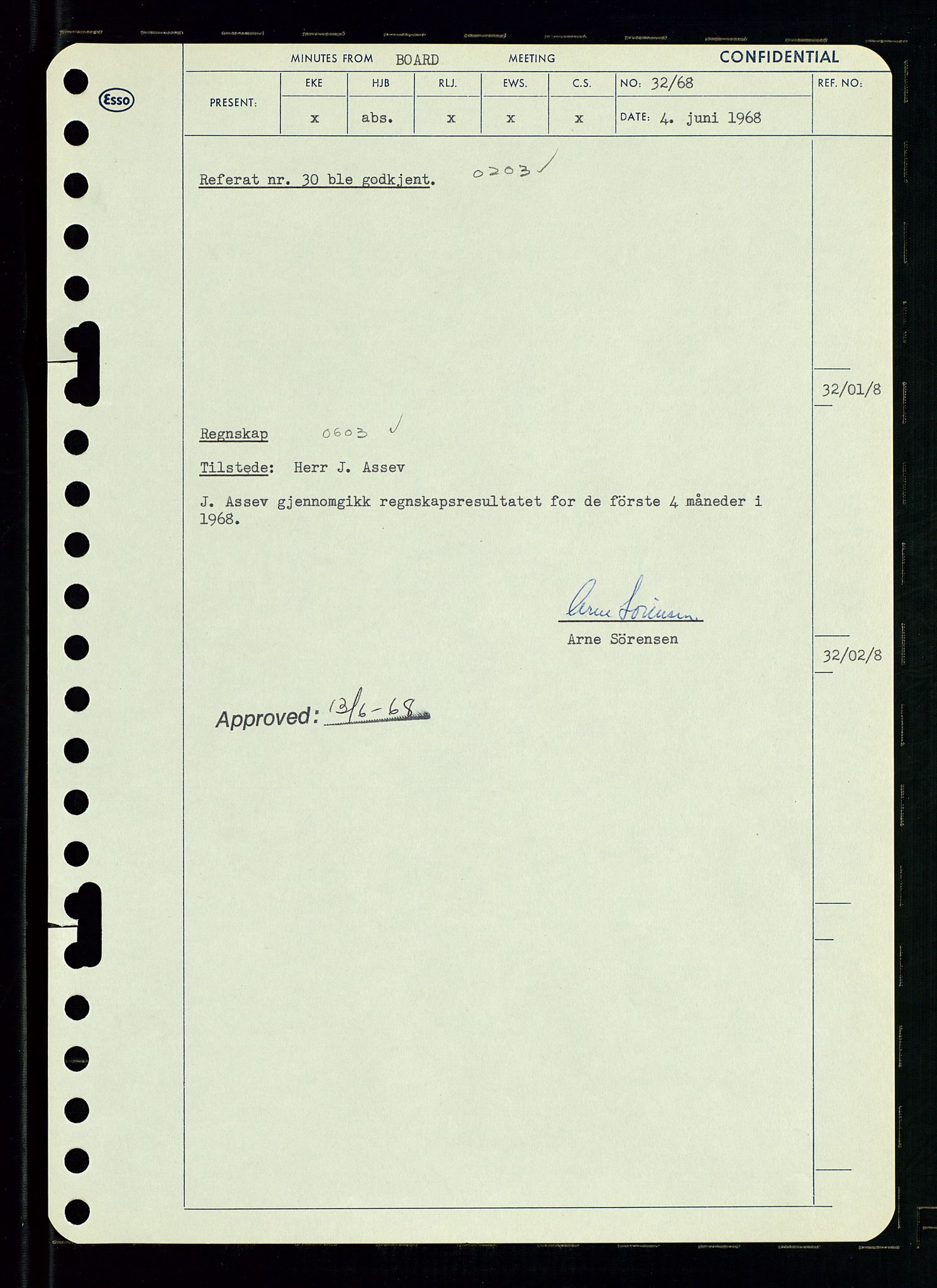 Pa 0982 - Esso Norge A/S, AV/SAST-A-100448/A/Aa/L0002/0004: Den administrerende direksjon Board minutes (styrereferater) / Den administrerende direksjon Board minutes (styrereferater), 1968, s. 53