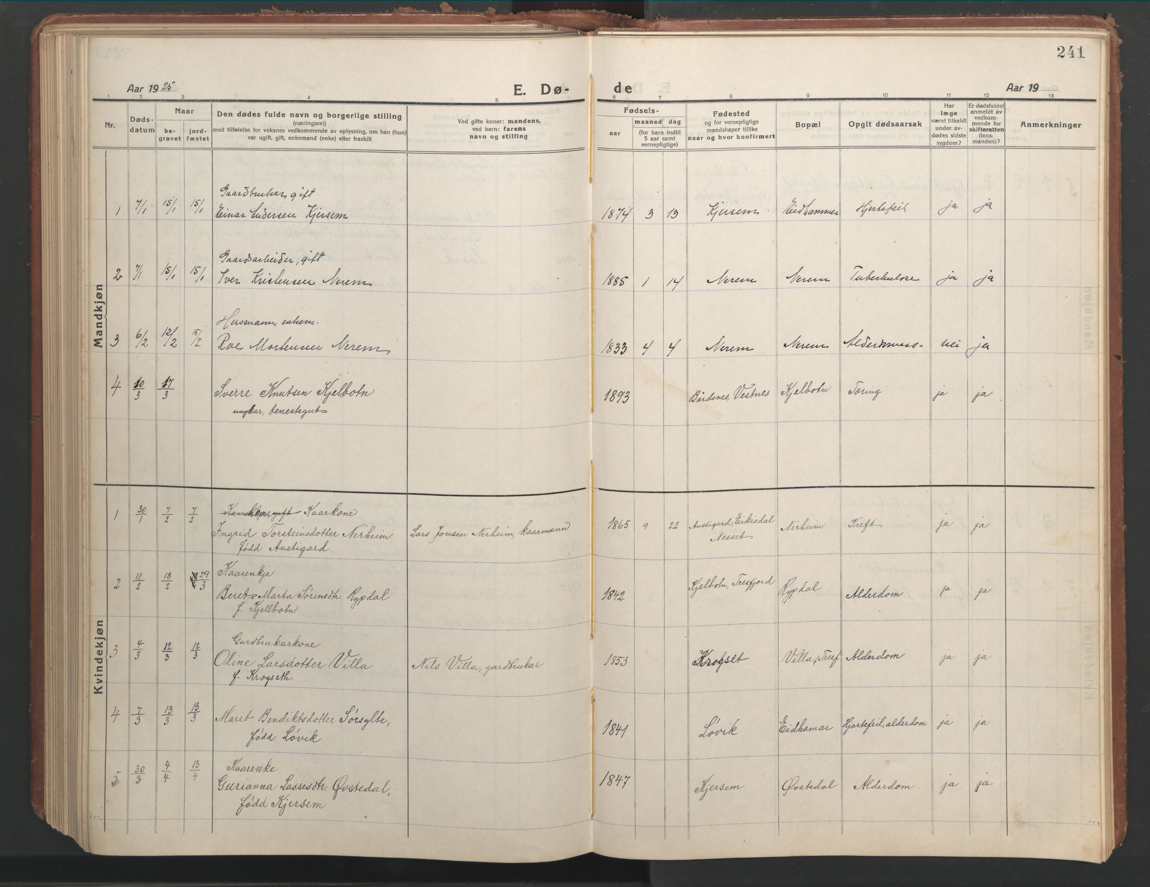 Ministerialprotokoller, klokkerbøker og fødselsregistre - Møre og Romsdal, AV/SAT-A-1454/541/L0548: Klokkerbok nr. 541C03, 1921-1960, s. 241