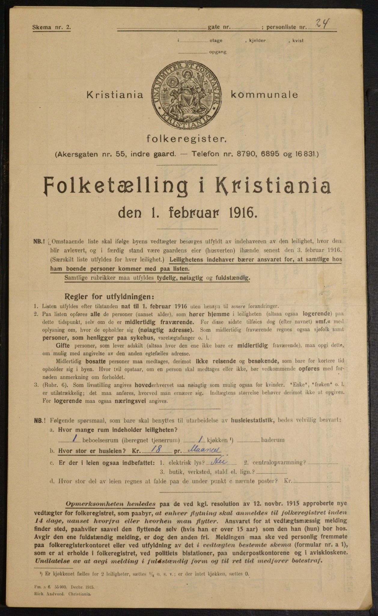 OBA, Kommunal folketelling 1.2.1916 for Kristiania, 1916, s. 43803