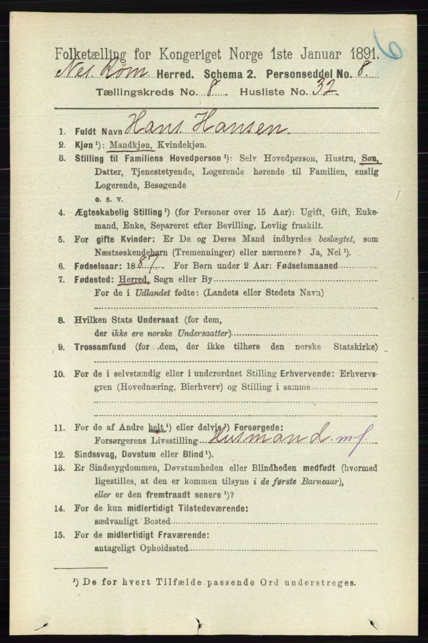RA, Folketelling 1891 for 0236 Nes herred, 1891, s. 4801