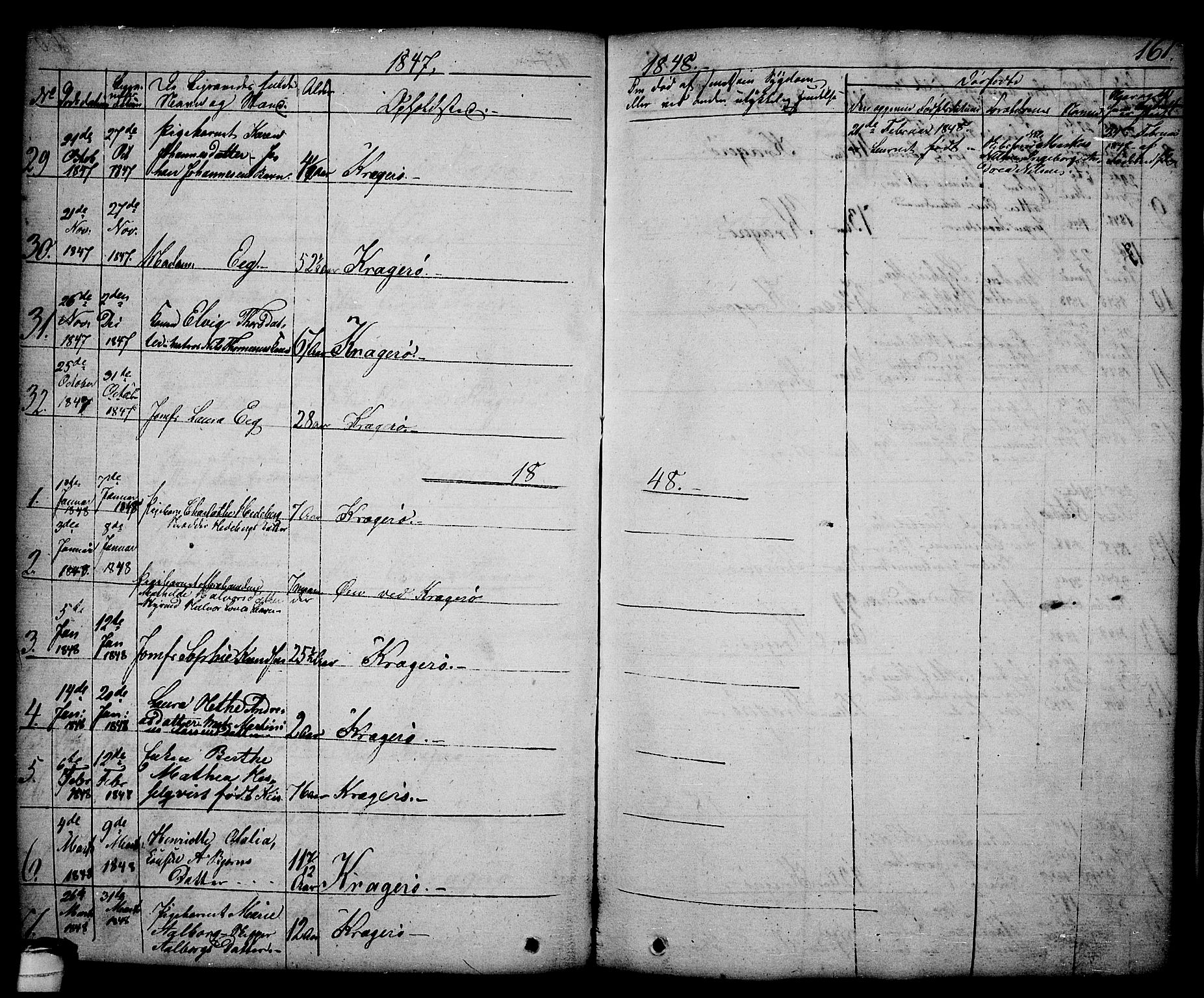 Kragerø kirkebøker, AV/SAKO-A-278/G/Ga/L0003: Klokkerbok nr. 3, 1832-1852, s. 161