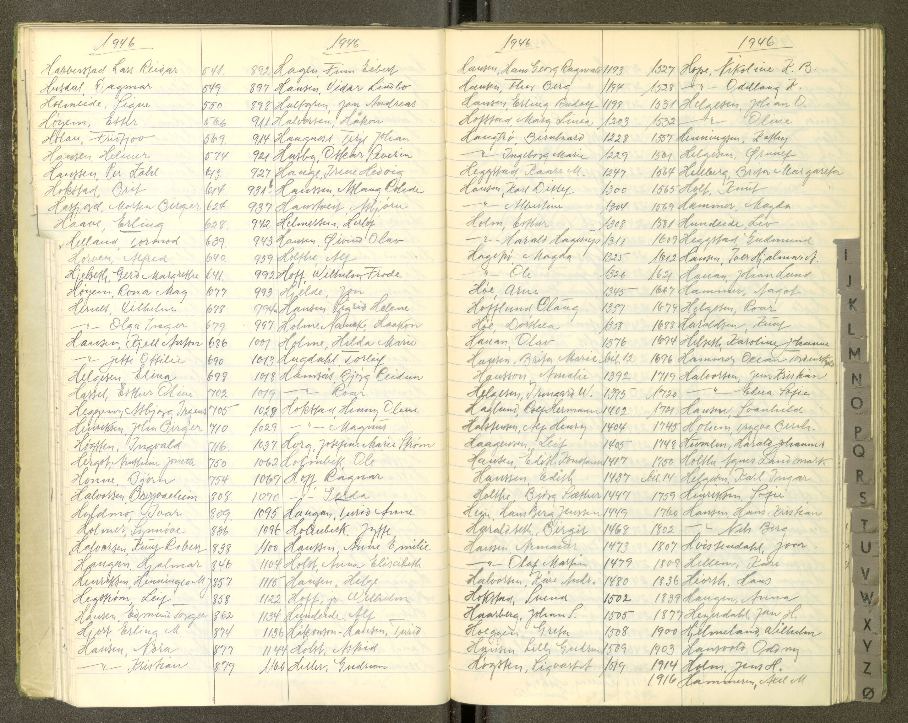 Trondheim politikammer, AV/SAT-A-1887/1/30/L0055: Register til passprotokoll, 1945-1947