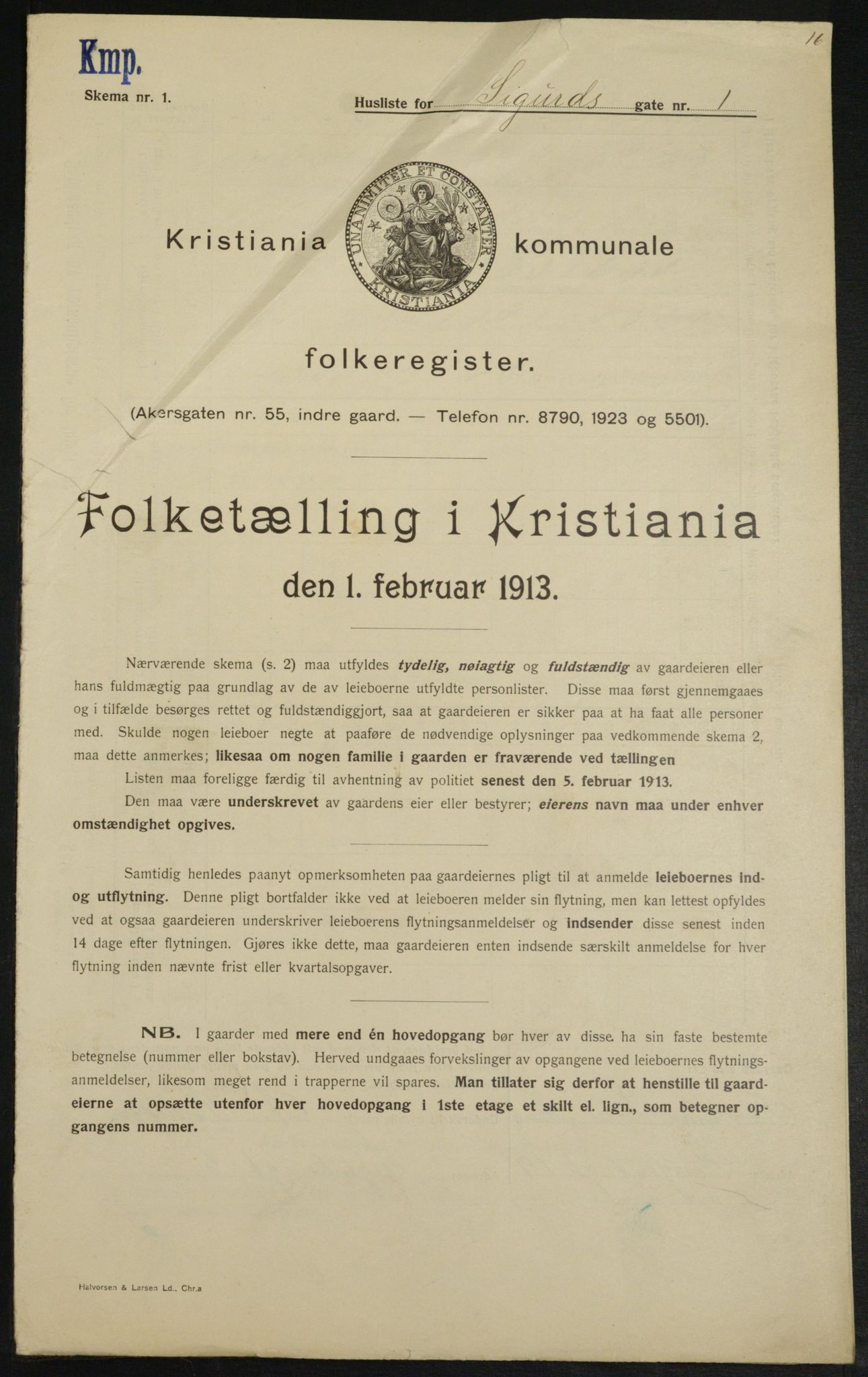 OBA, Kommunal folketelling 1.2.1913 for Kristiania, 1913, s. 94773