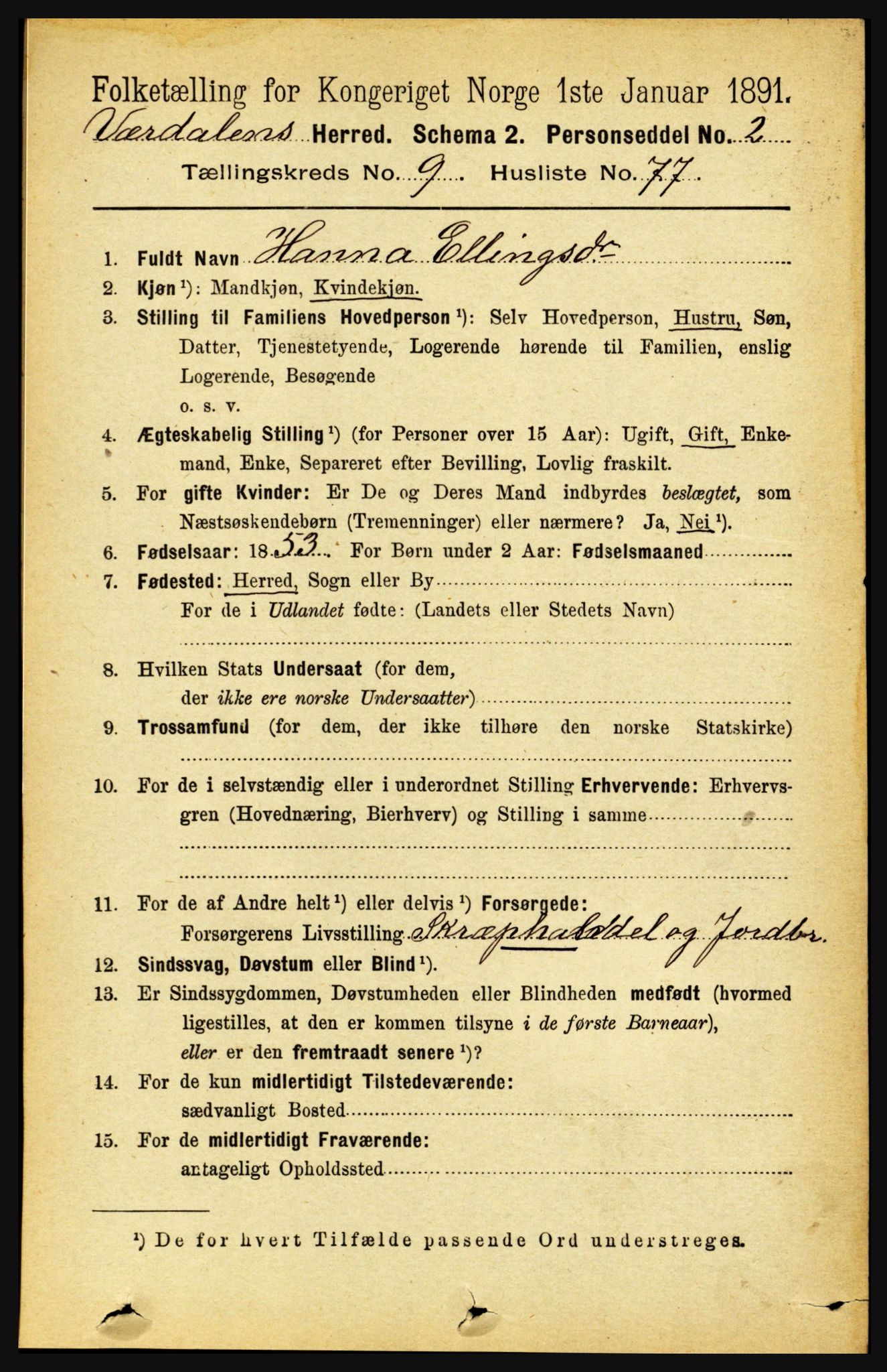 RA, Folketelling 1891 for 1721 Verdal herred, 1891, s. 5498