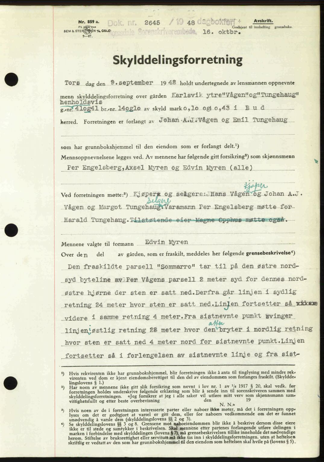 Romsdal sorenskriveri, SAT/A-4149/1/2/2C: Pantebok nr. A27, 1948-1948, Dagboknr: 2645/1948