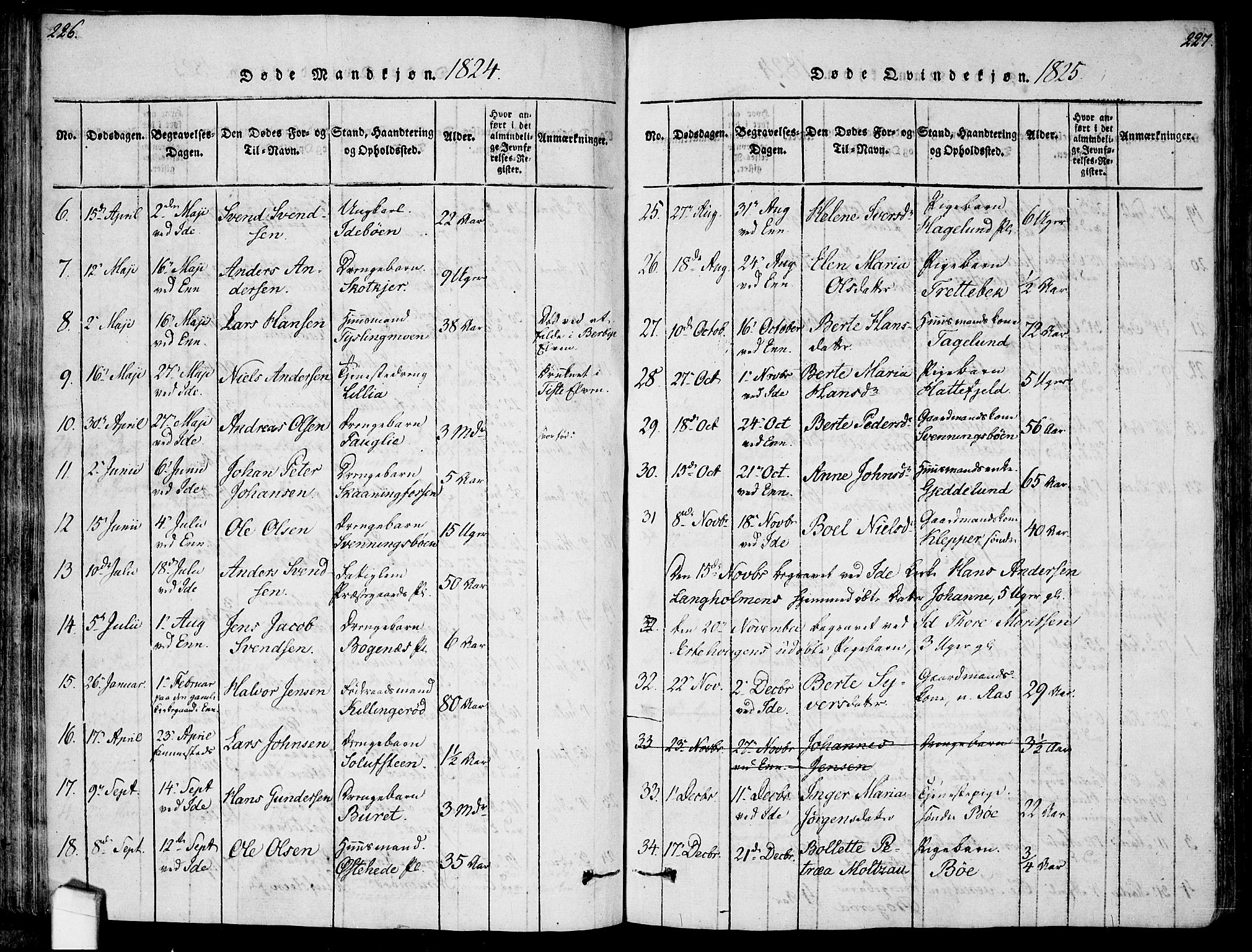 Idd prestekontor Kirkebøker, AV/SAO-A-10911/F/Fc/L0002: Ministerialbok nr. III 2, 1815-1831, s. 226-227