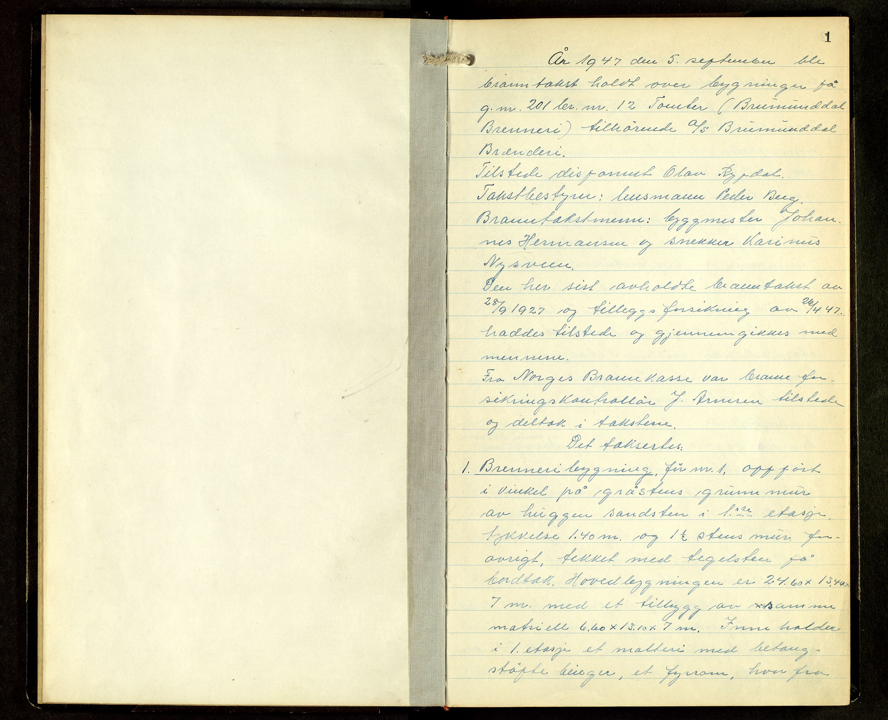 Norges Brannkasse, Furnes, AV/SAH-NBRANF-004/F/L0004: Branntakstprotokoll, 1947-1950, s. 1