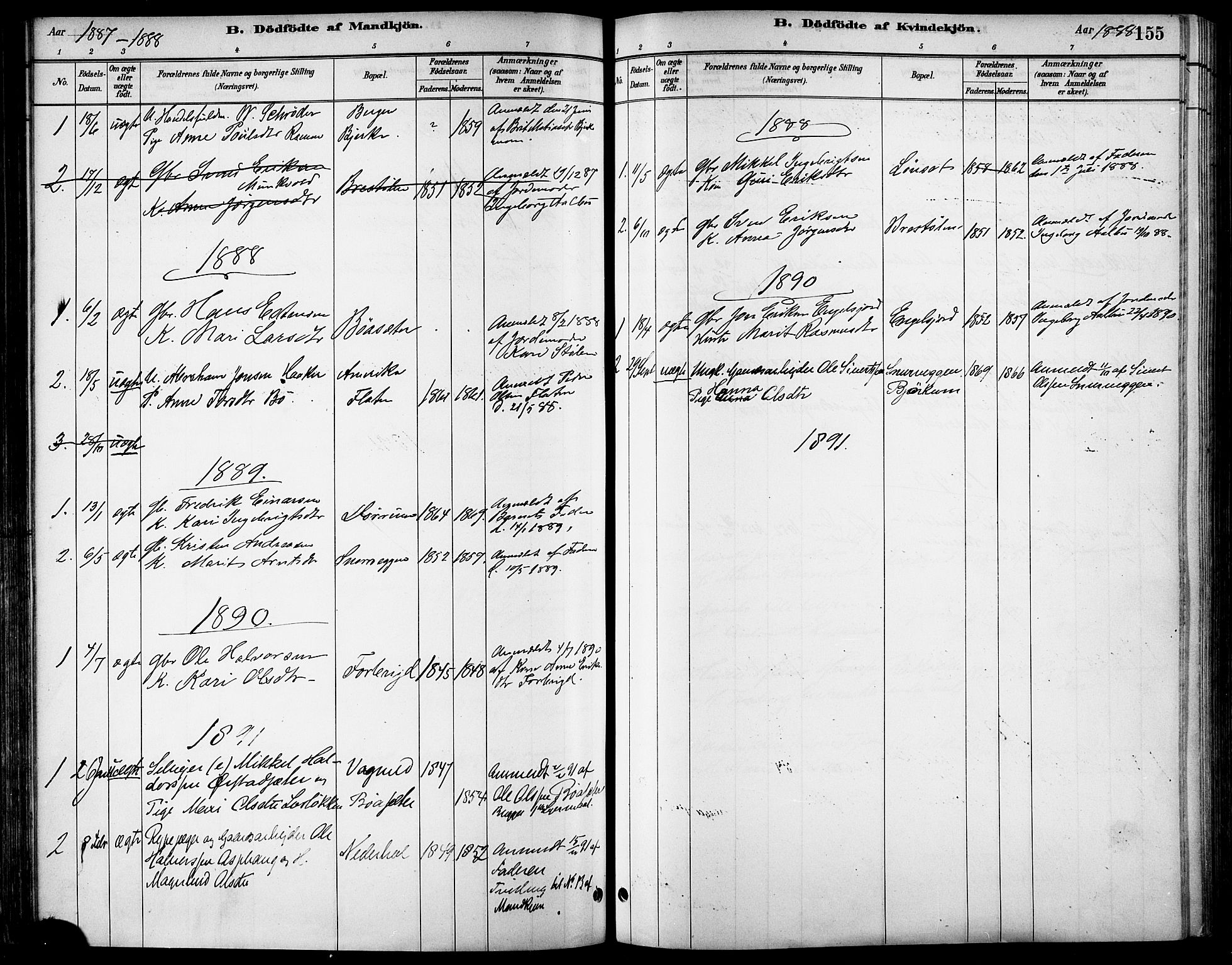 Ministerialprotokoller, klokkerbøker og fødselsregistre - Sør-Trøndelag, AV/SAT-A-1456/678/L0901: Ministerialbok nr. 678A10, 1881-1894, s. 155