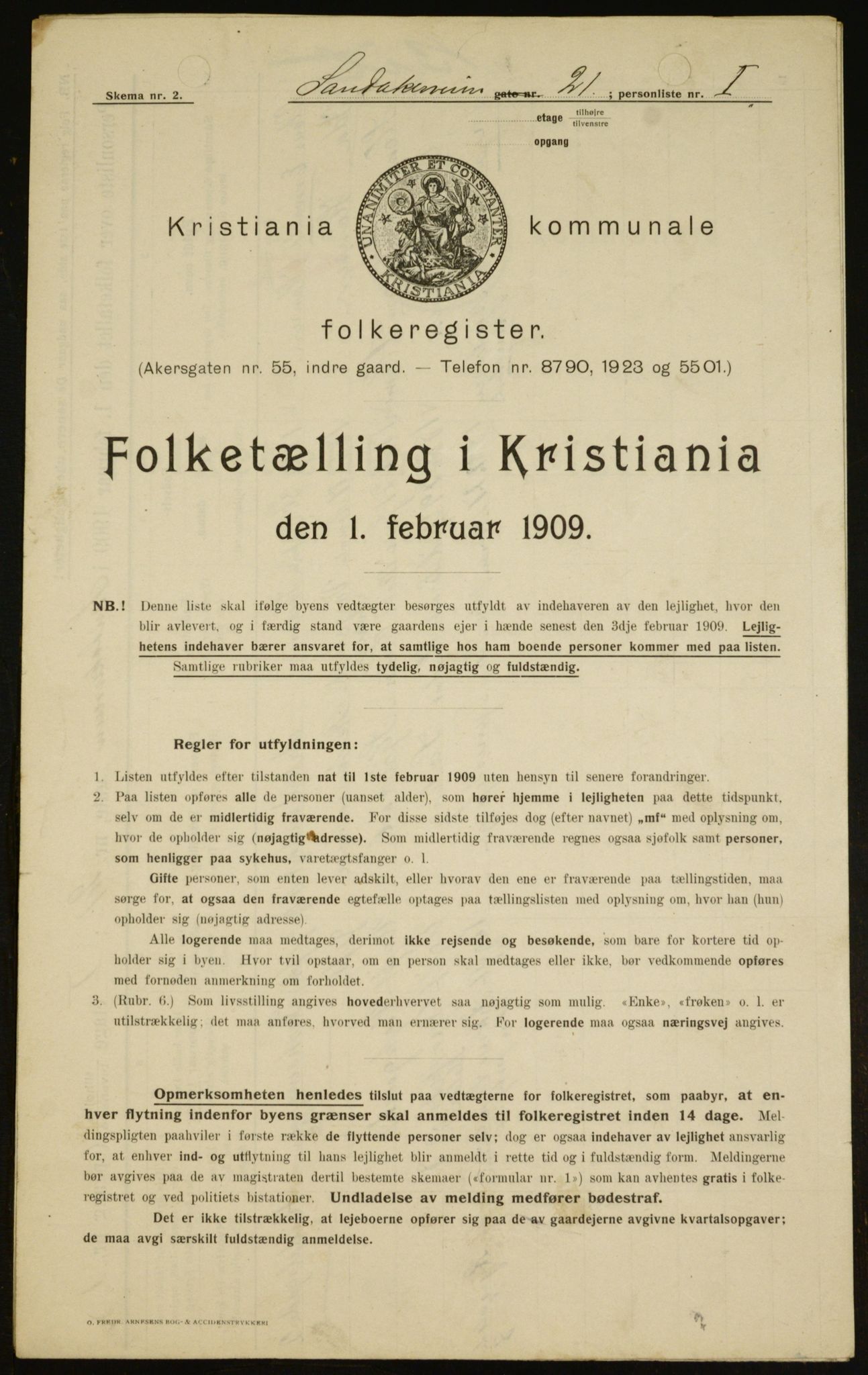 OBA, Kommunal folketelling 1.2.1909 for Kristiania kjøpstad, 1909, s. 78948